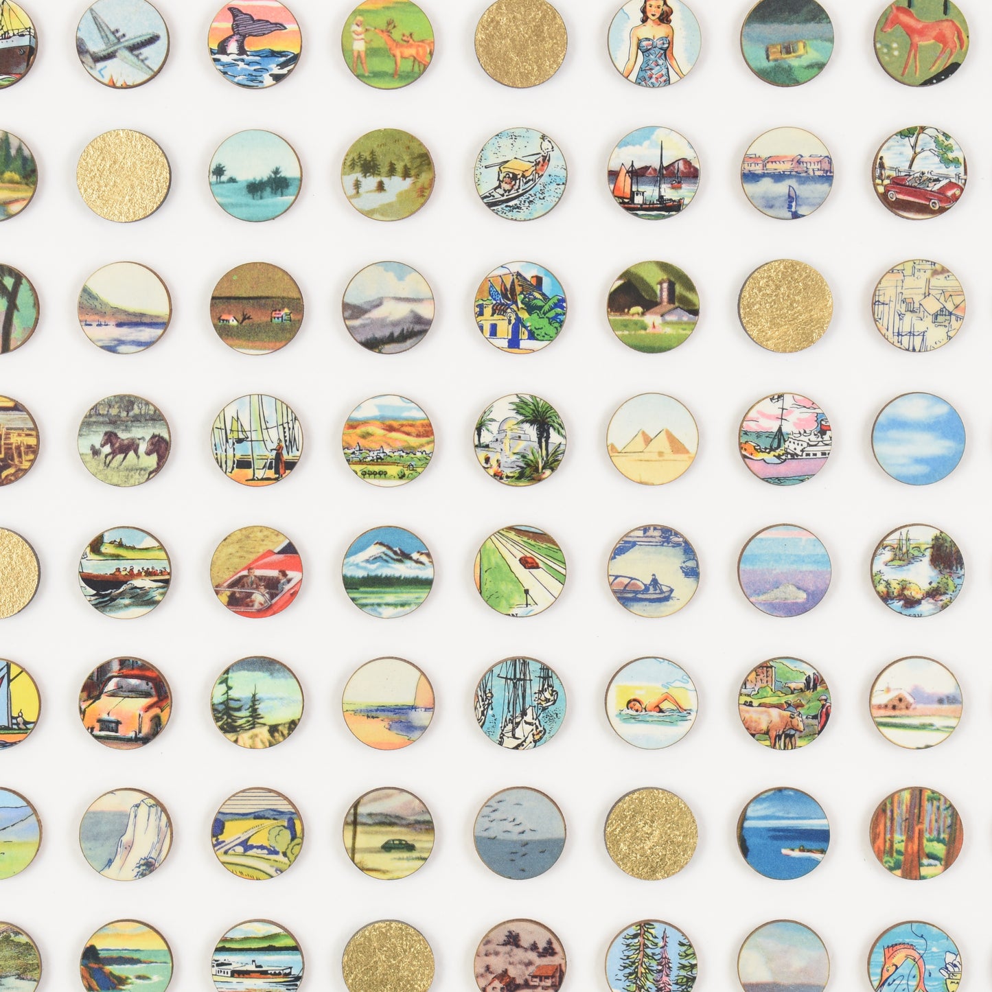 Two Hundred and Fifty Six Encyclopedia Dots Collage with Gold Leaf