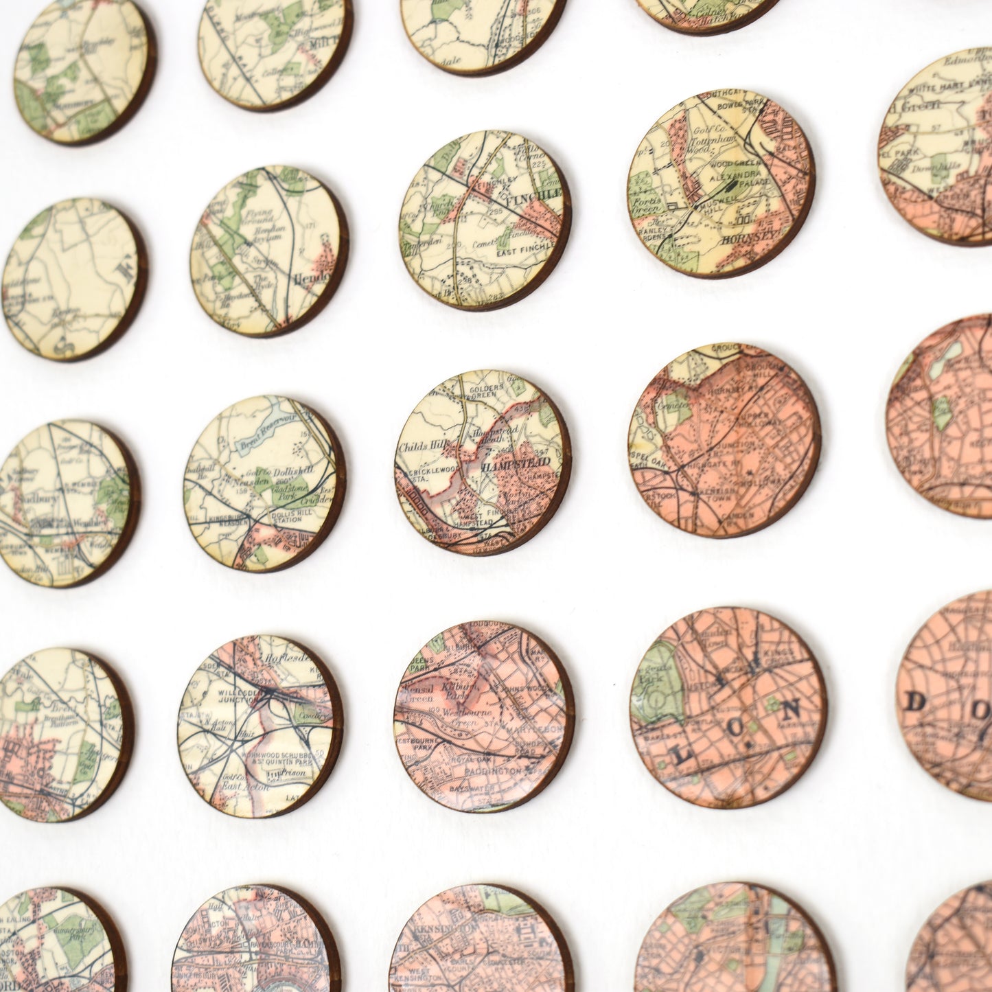 Eighty One Continuous London Map Dots Collage, Pink