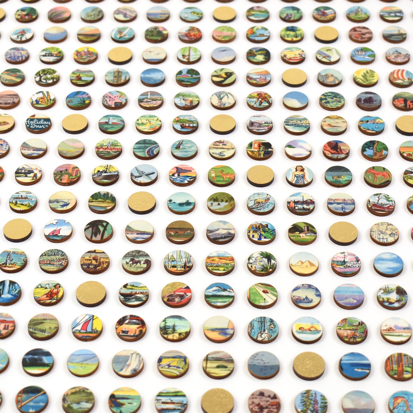 Two Hundred and Fifty Six Encyclopedia Dots Collage with Gold Leaf
