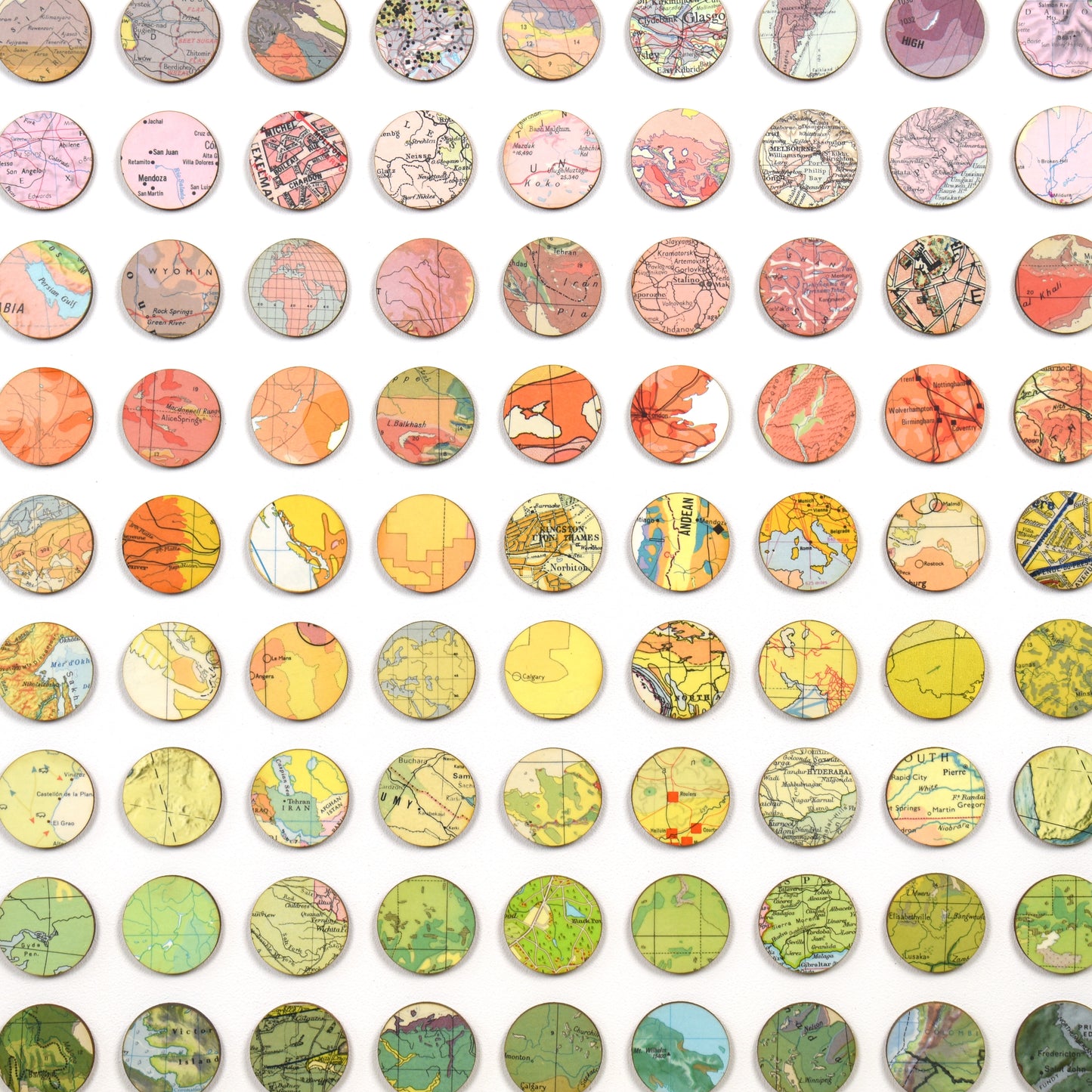 Three Hundred and Twenty Four World Map Dots Rainbow