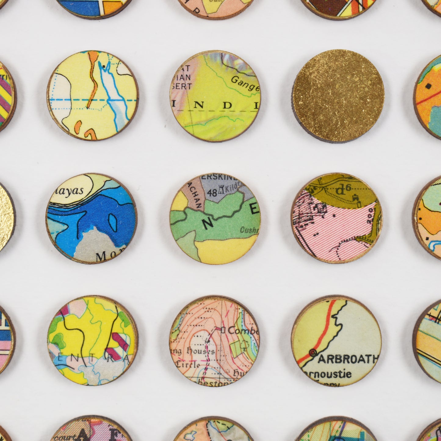 Three Hundred and Twenty Four World Map Dots Collage with Gold