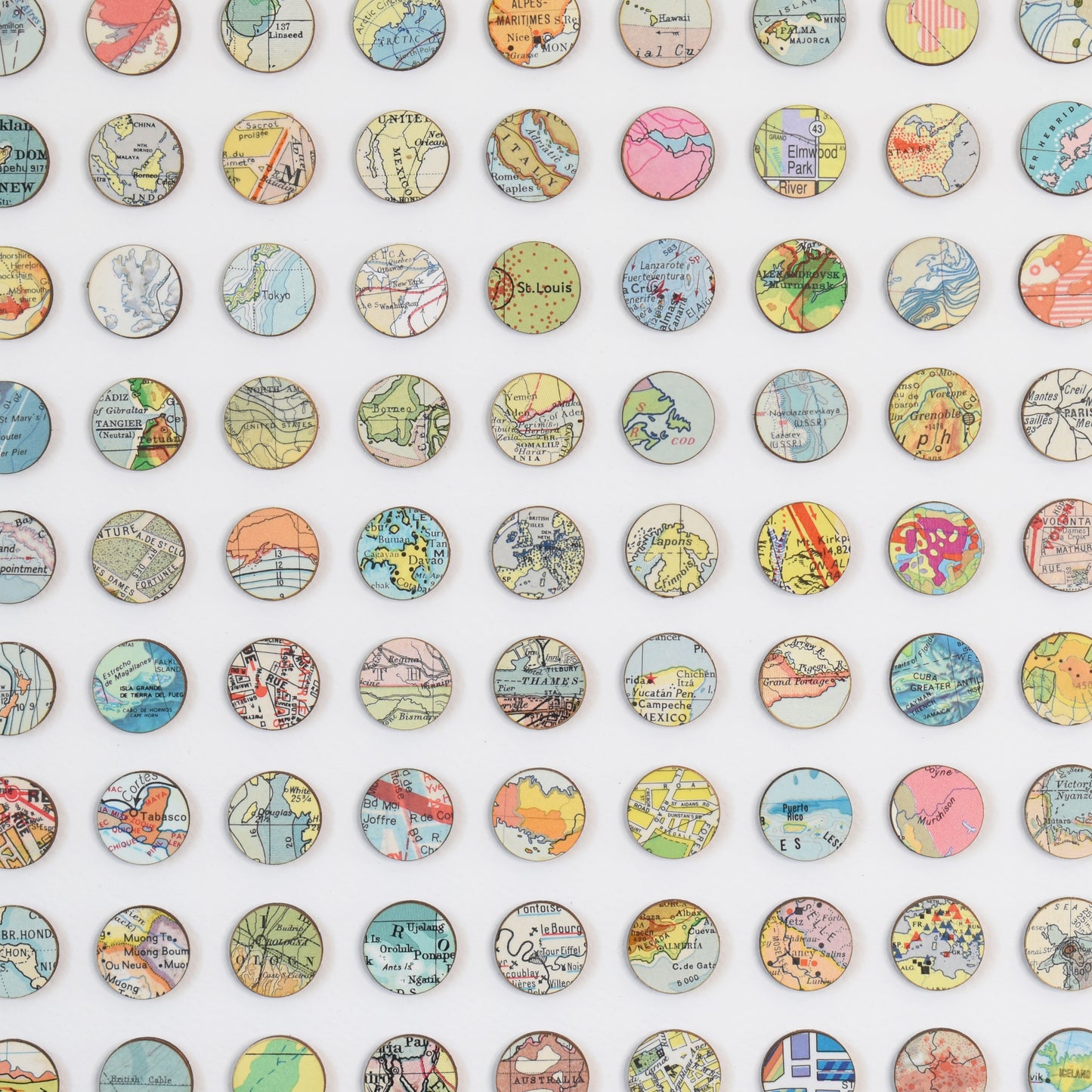 Two Hundred and Fifty Six World Map Dots Collage