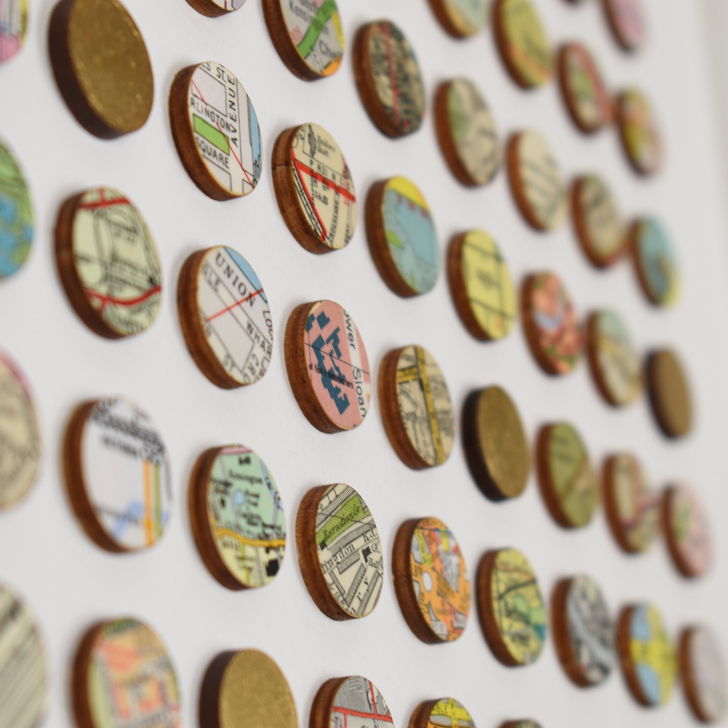 Two Hundred and Fifty Six London Map Dots Collage With Gold Leaf