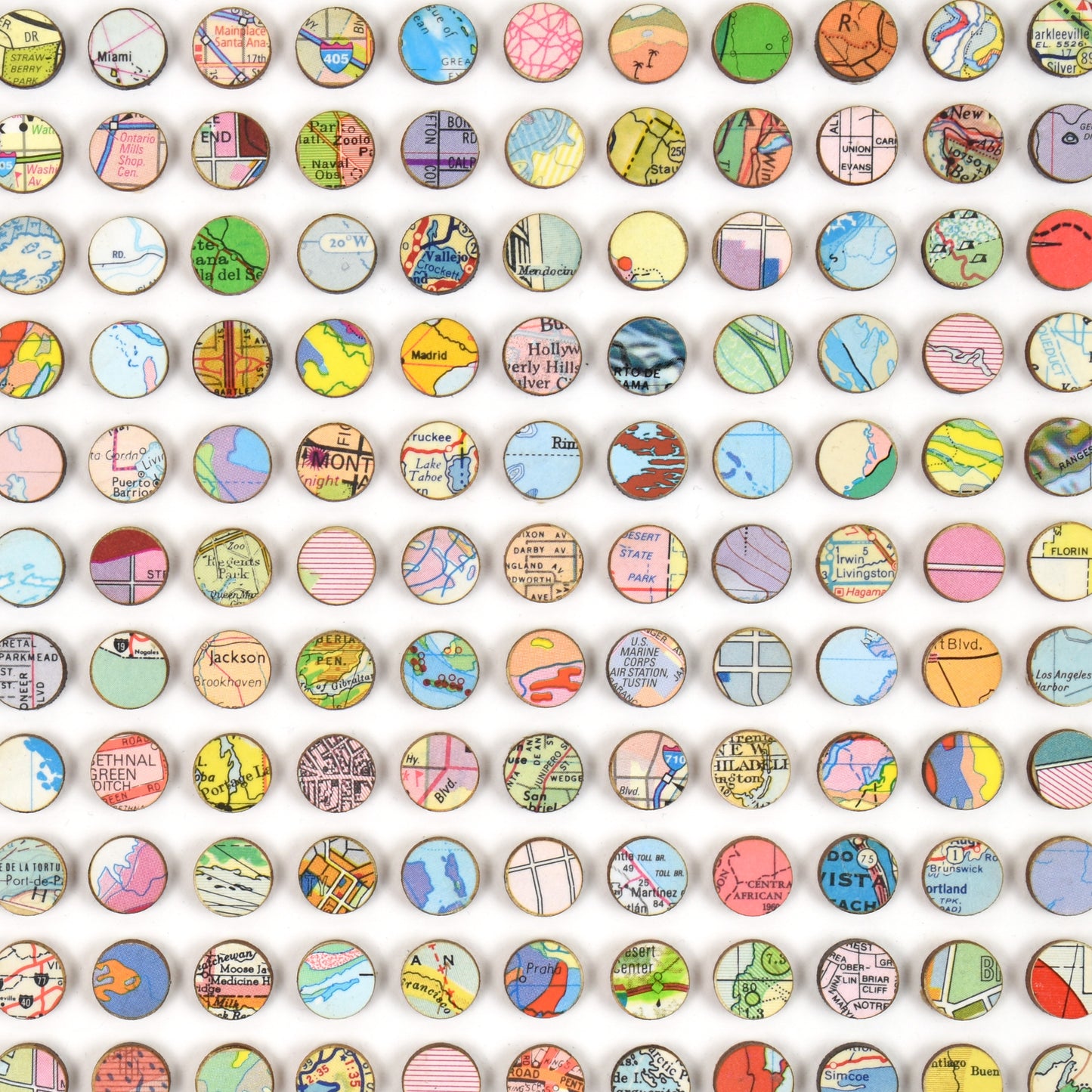 Three Hundred and Twenty Two World Map Dots Collage, Bright