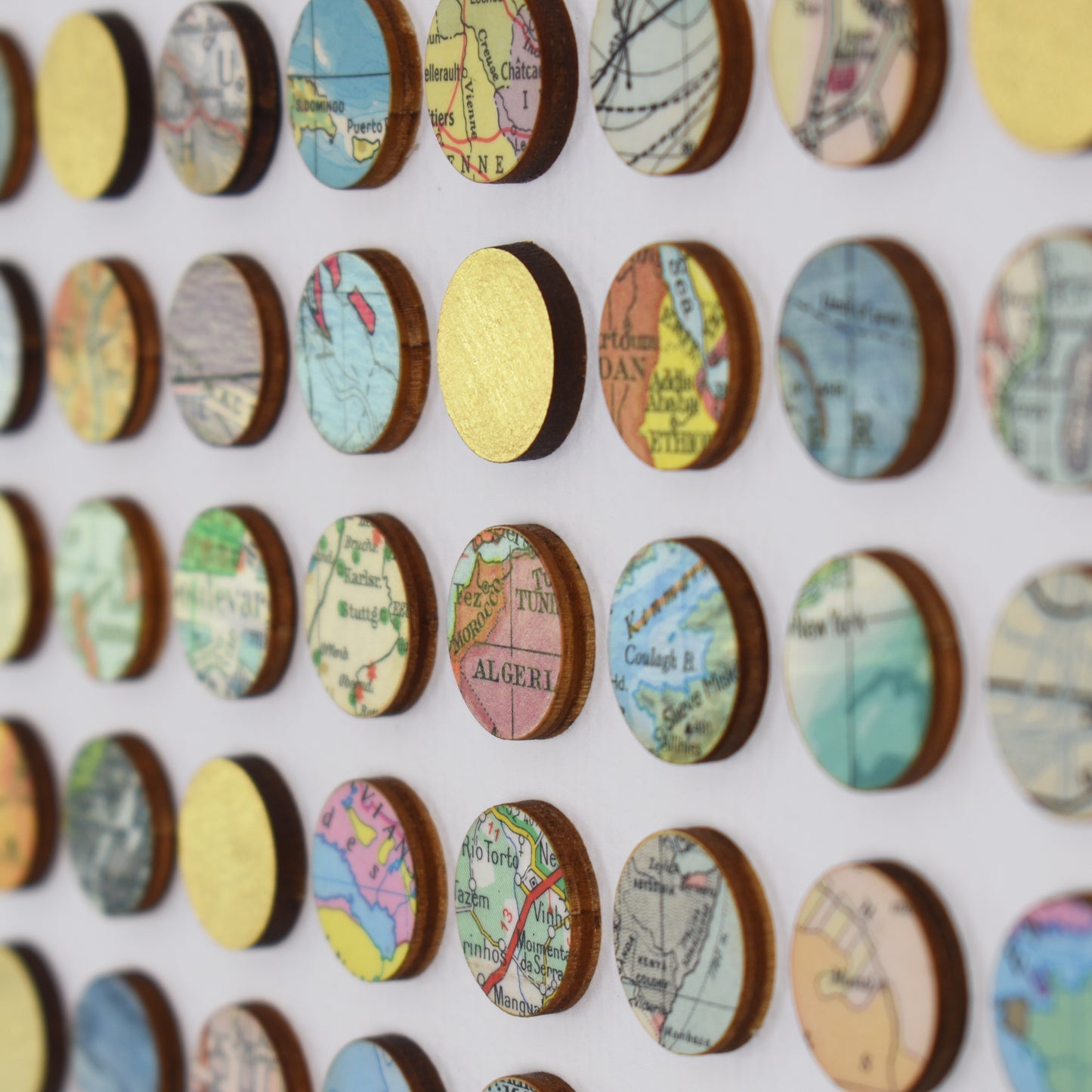 One Hundred and Twenty Six World Map Dots Collage with Gold
