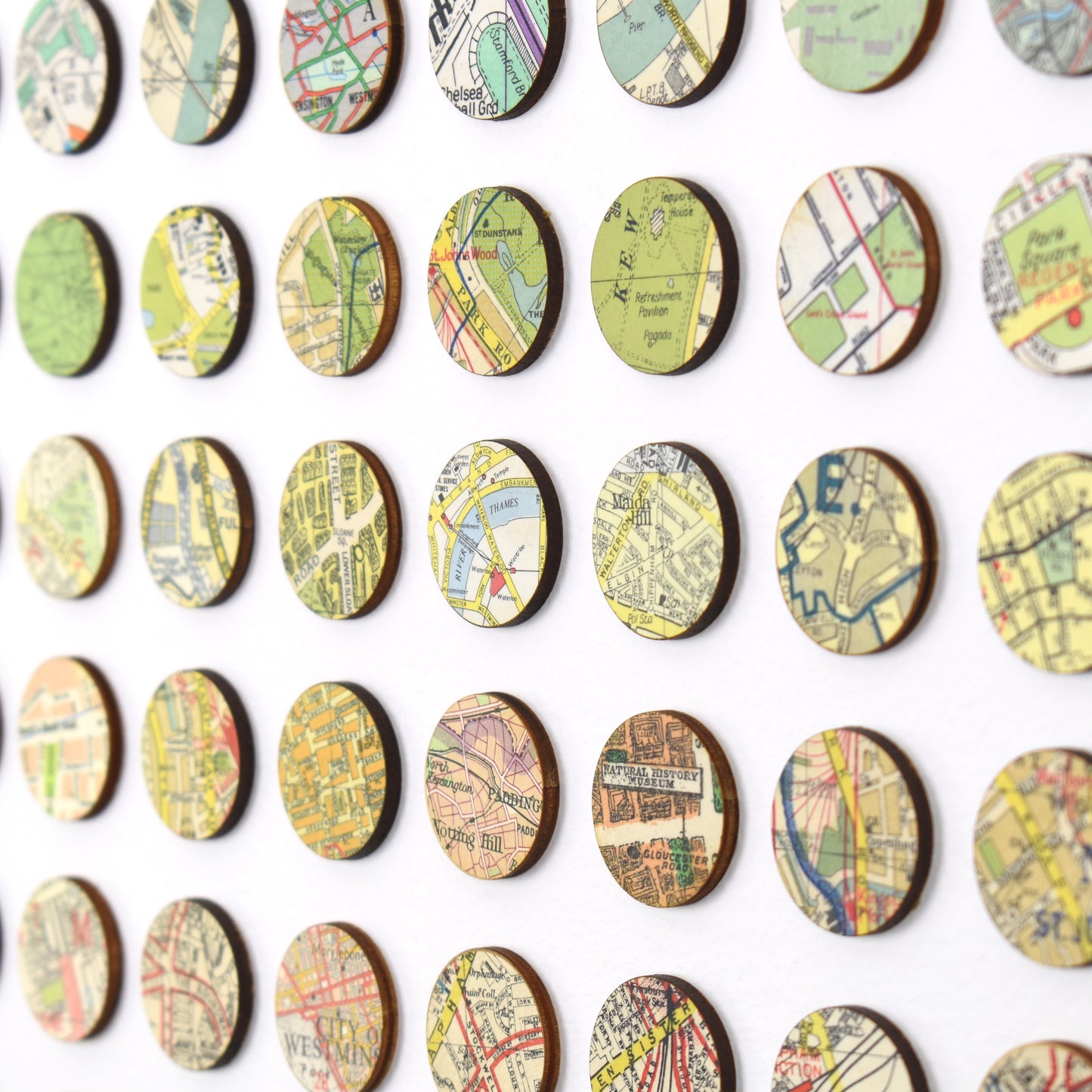 One Hundred London Map Dots Rainbow Collage