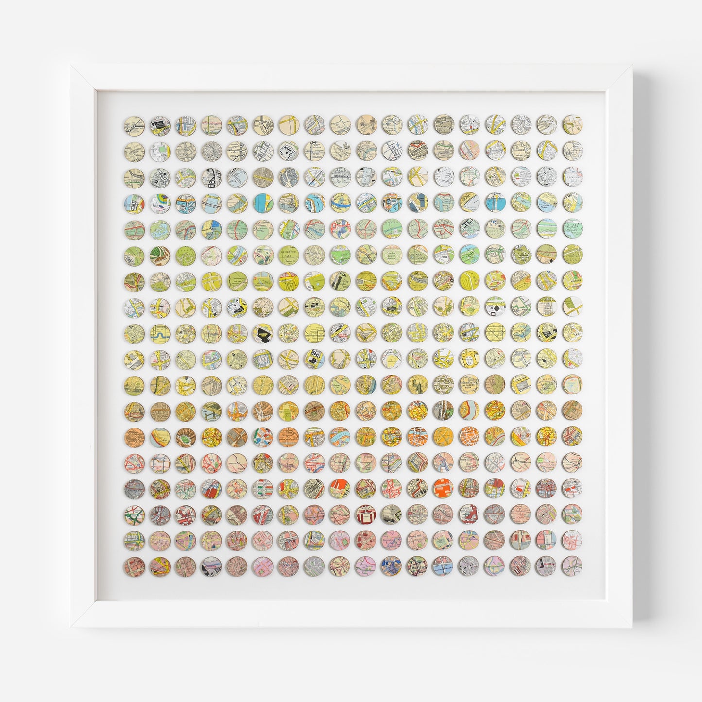 Three Hundred and Twenty Four London Rainbow Map Dots Collage