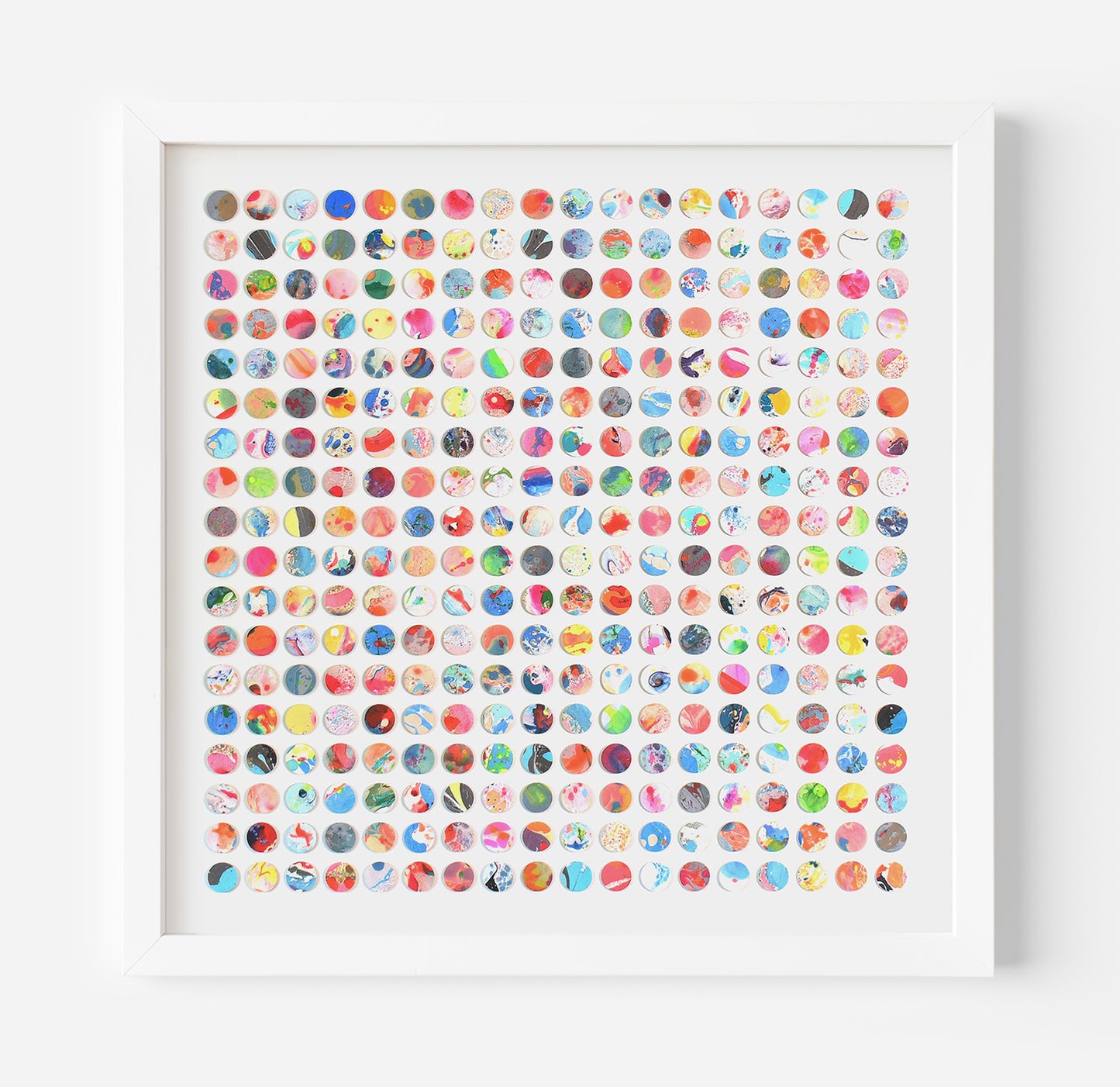Three Hundred and Twenty Four Marbled Dots Collage Painting