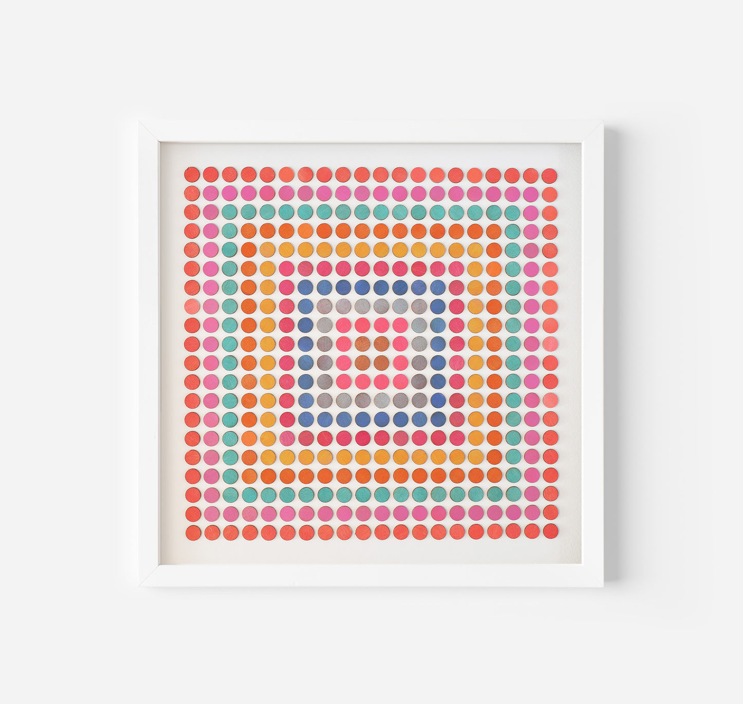 Painted Dot Collage Concentric Squares Red