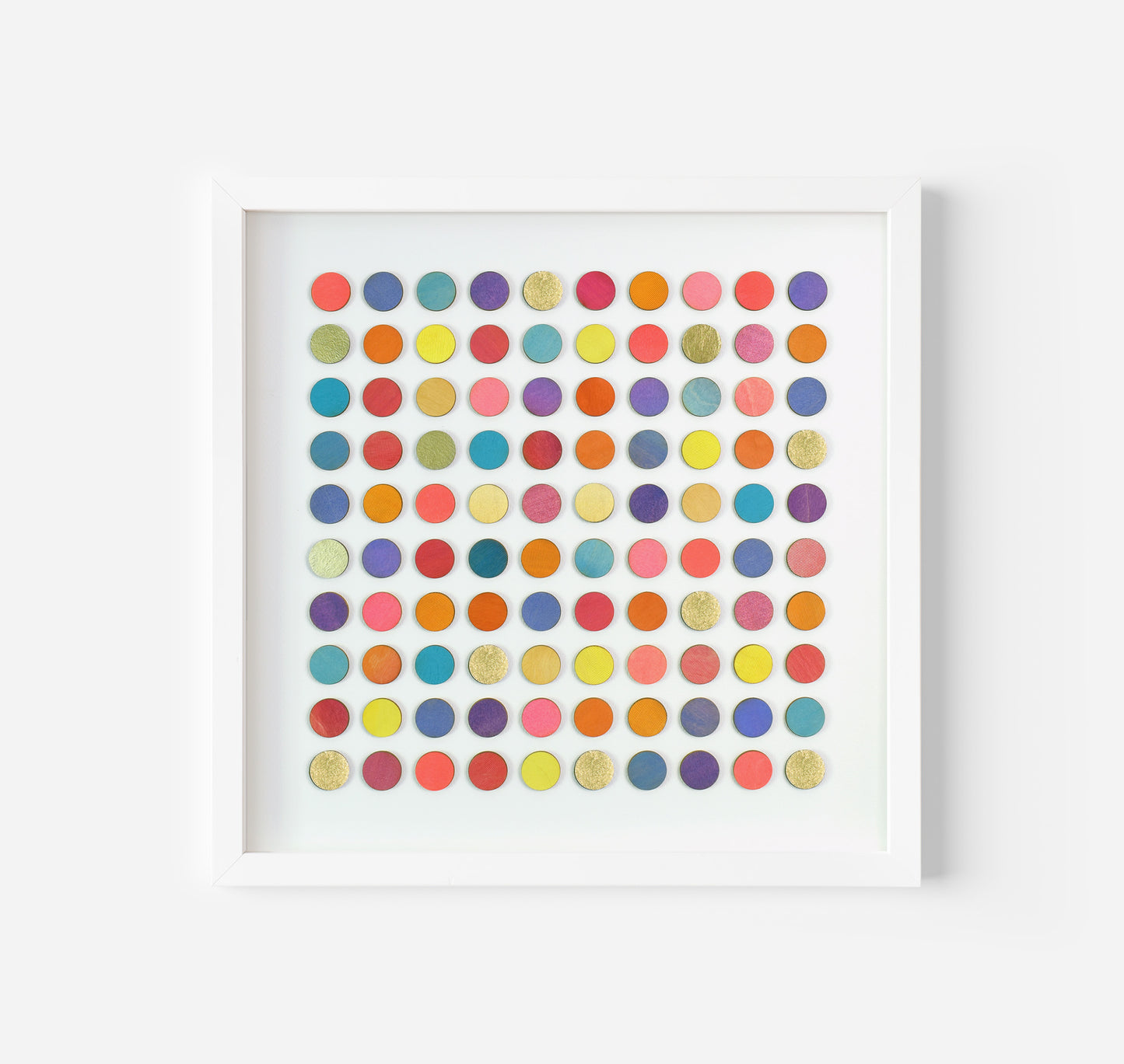 One Hundred Painted Dots Collage with Gold