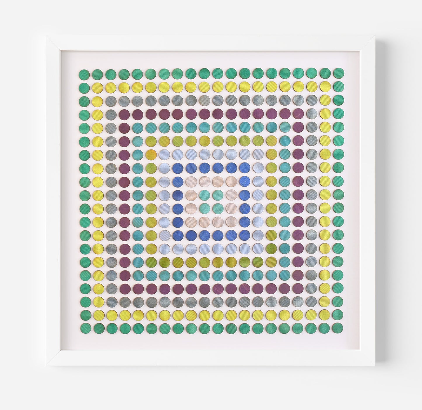 Painted Dot Collage Concentric Squares Green