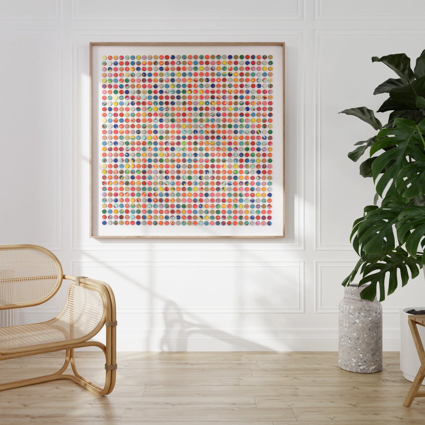 Nine Hundred Splash Dots Painting With Gold Leaf