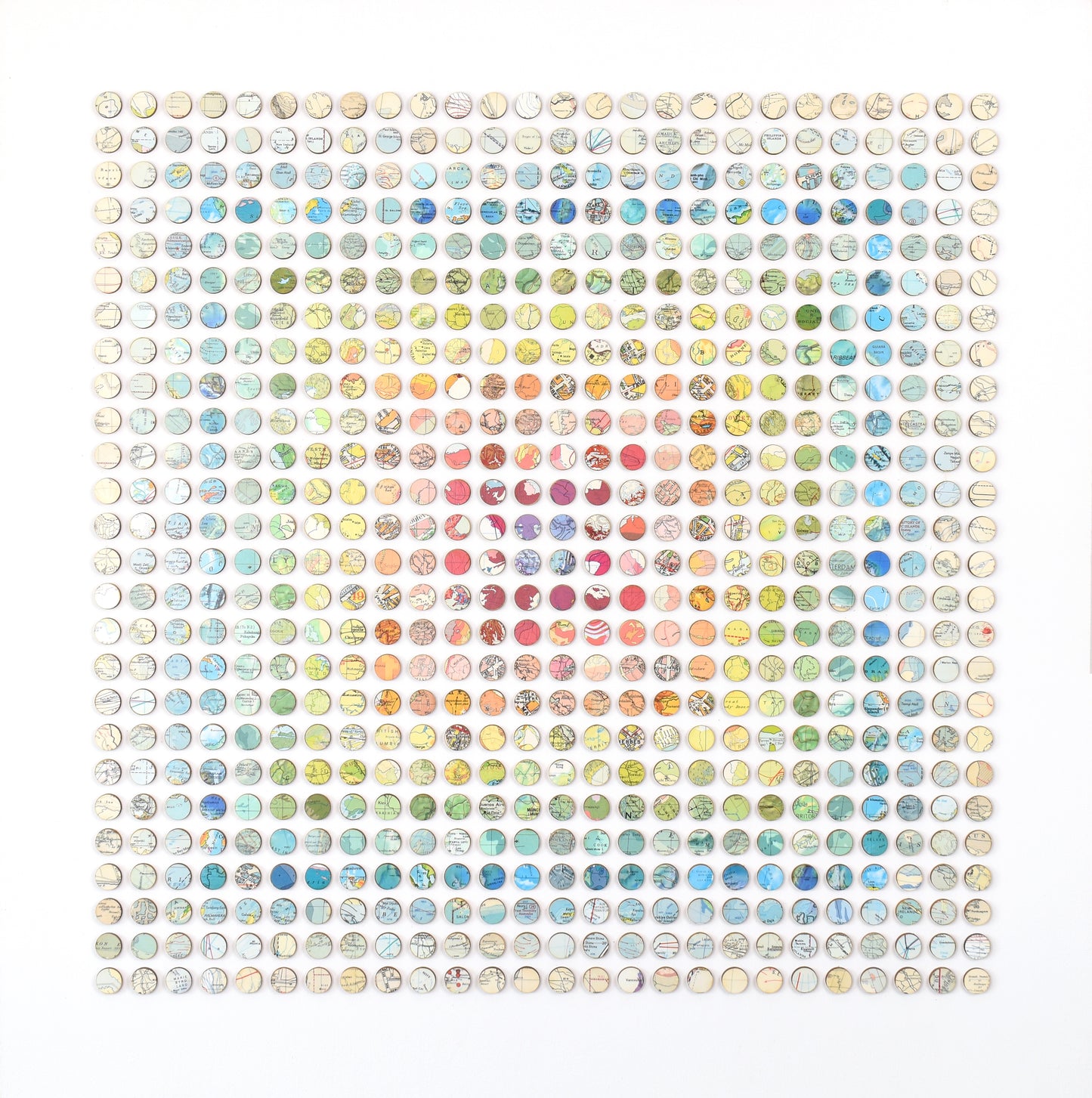 Six Hundred and Seventy Six Rainbow Map Dots Concentric Squares