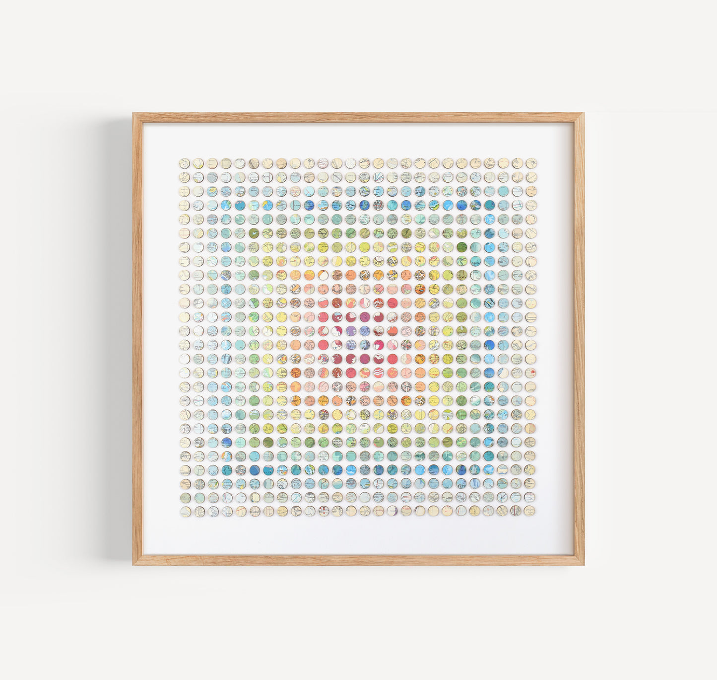 Six Hundred and Seventy Six Rainbow Map Dots Concentric Squares