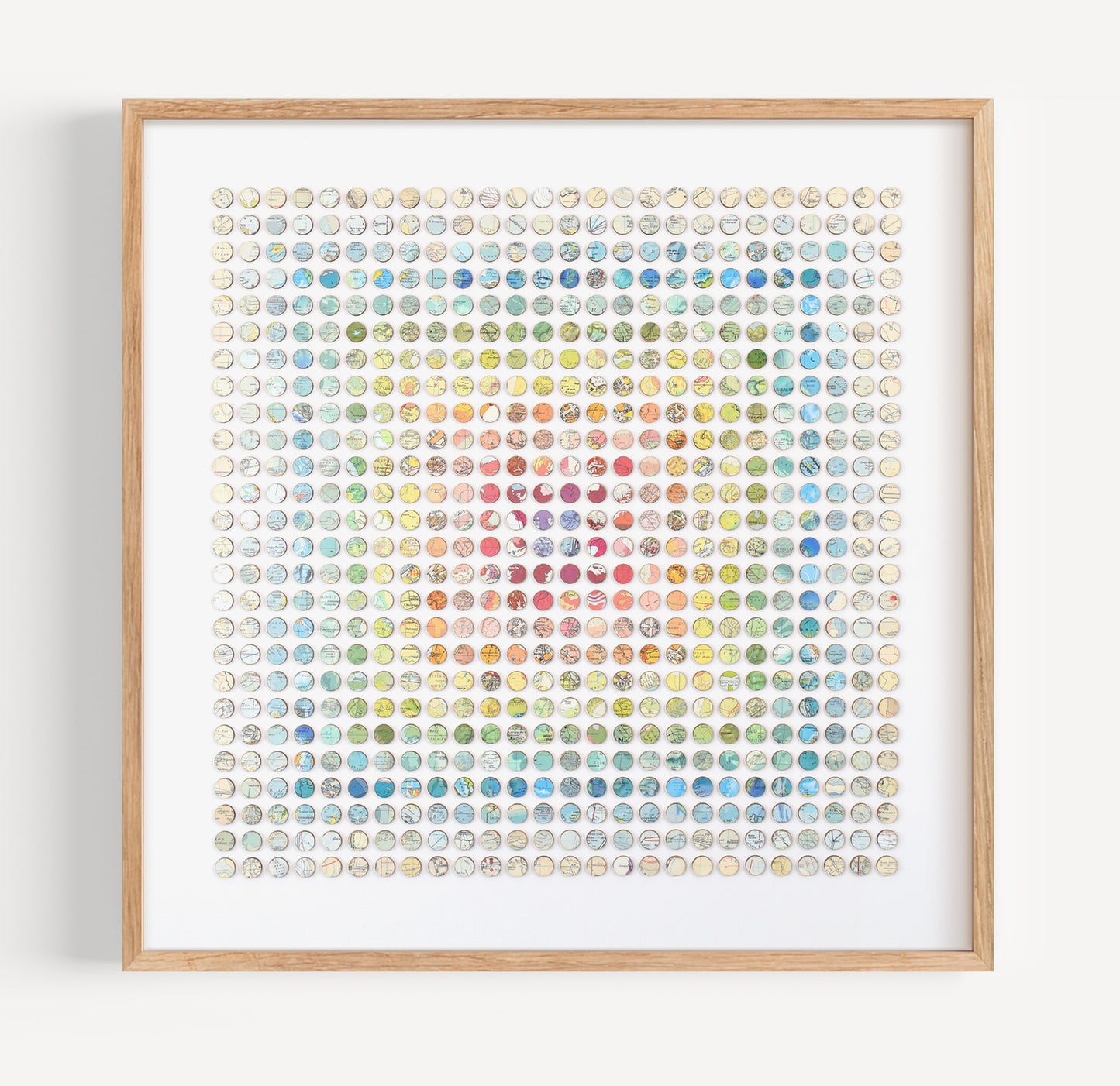 Six Hundred and Seventy Six Rainbow Map Dots Concentric Squares