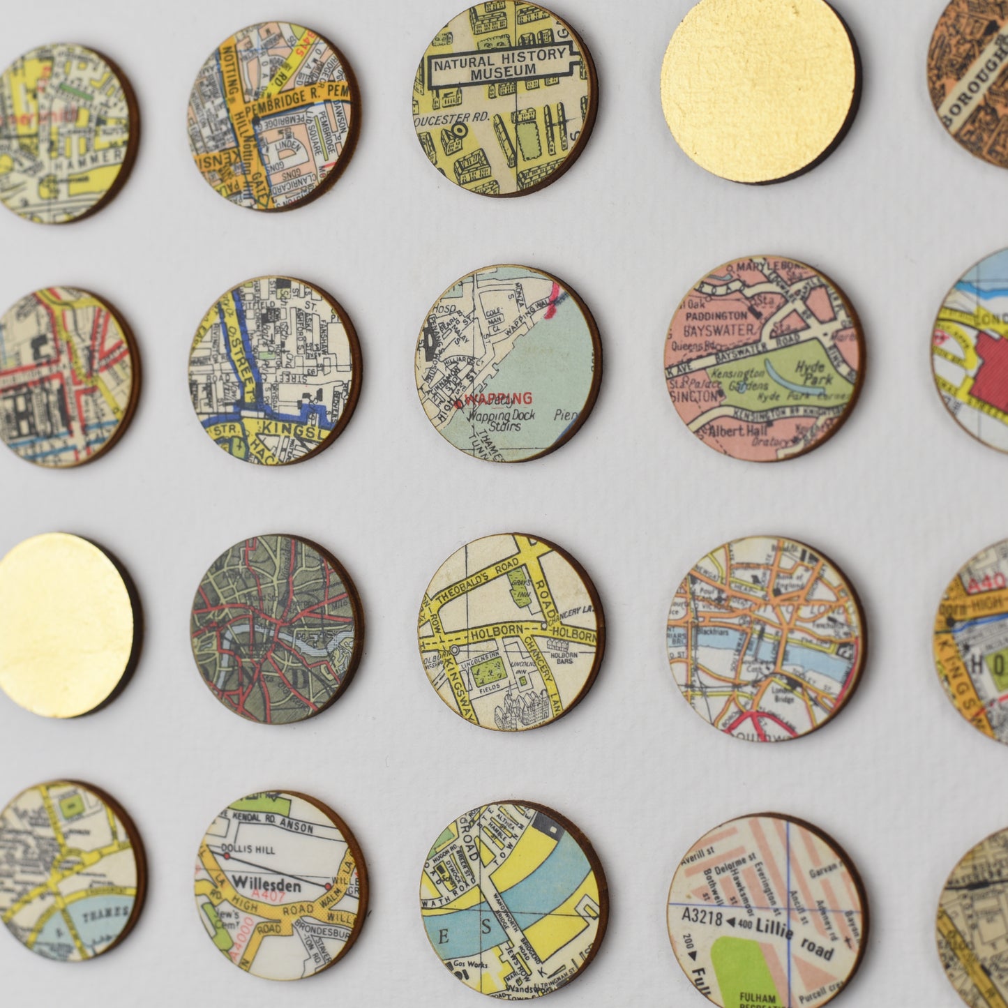 Detail of London map dots wall art by Amelia Coward
