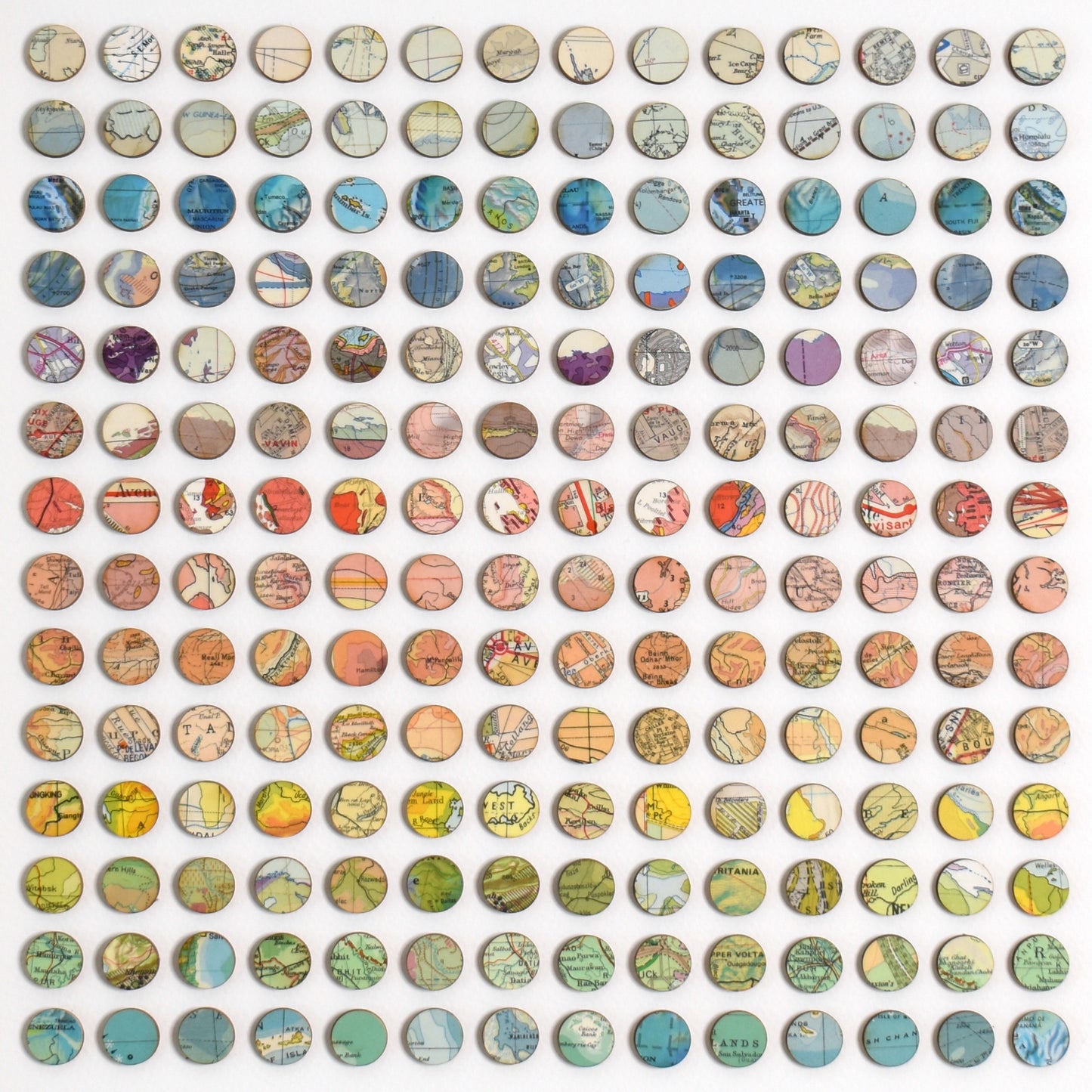 One Hundred and Ninety Six Rainbow Map Dots Collage