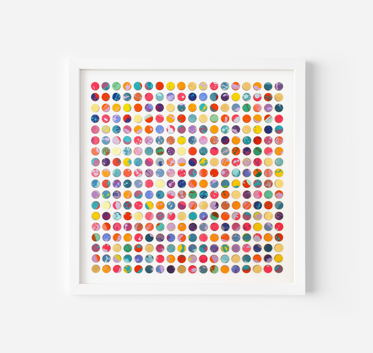 Three Hundred And Twenty Four Splash Dots Painting With Gold Leaf