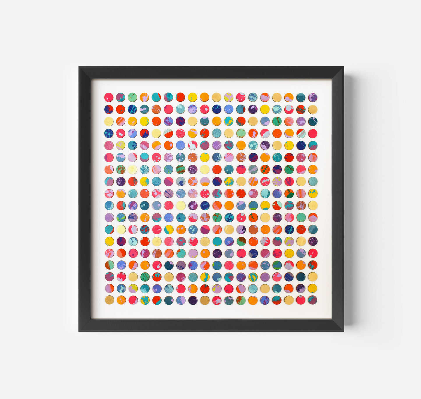 Three Hundred And Twenty Four Splash Dots Painting With Gold Leaf
