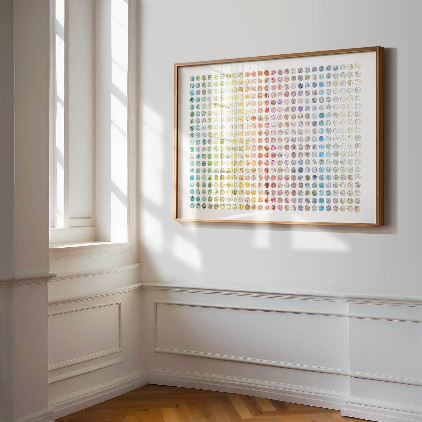 Four Hundred and Ninety Four Rainbow Map Dots Collage, Landscape