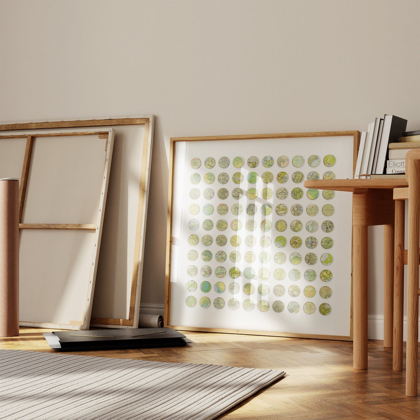 One Hundred Green Map Dots Collage