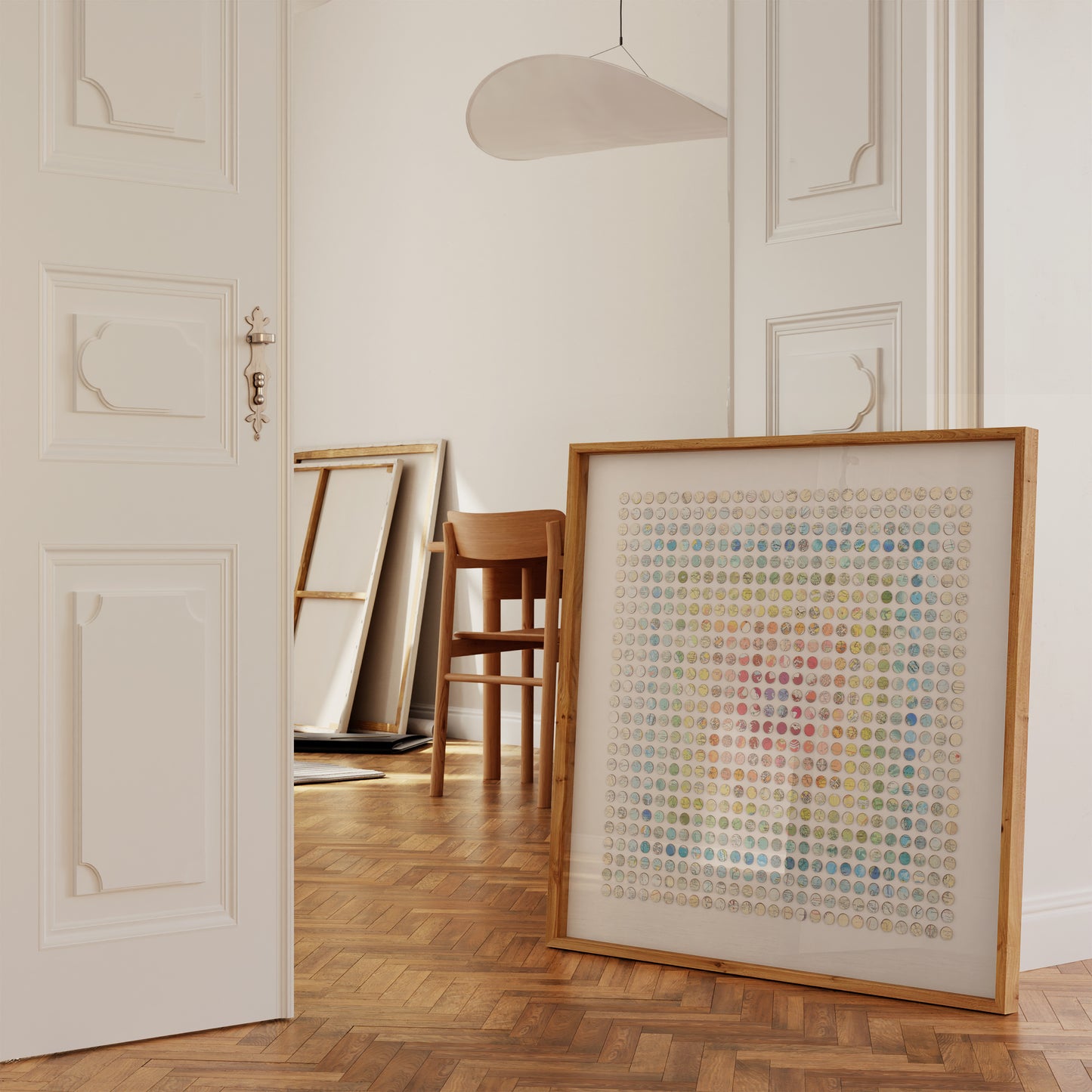 Six Hundred and Seventy Six Rainbow Map Dots Concentric Squares