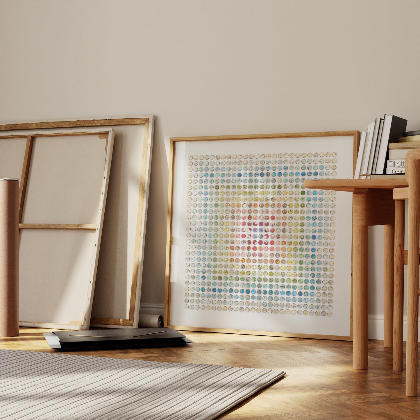 Six Hundred and Seventy Six Rainbow Map Dots Concentric Squares