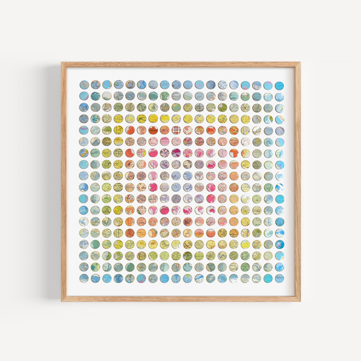 Three Hundred and Twenty Four World Map Dots Concentric Squares Rainbow