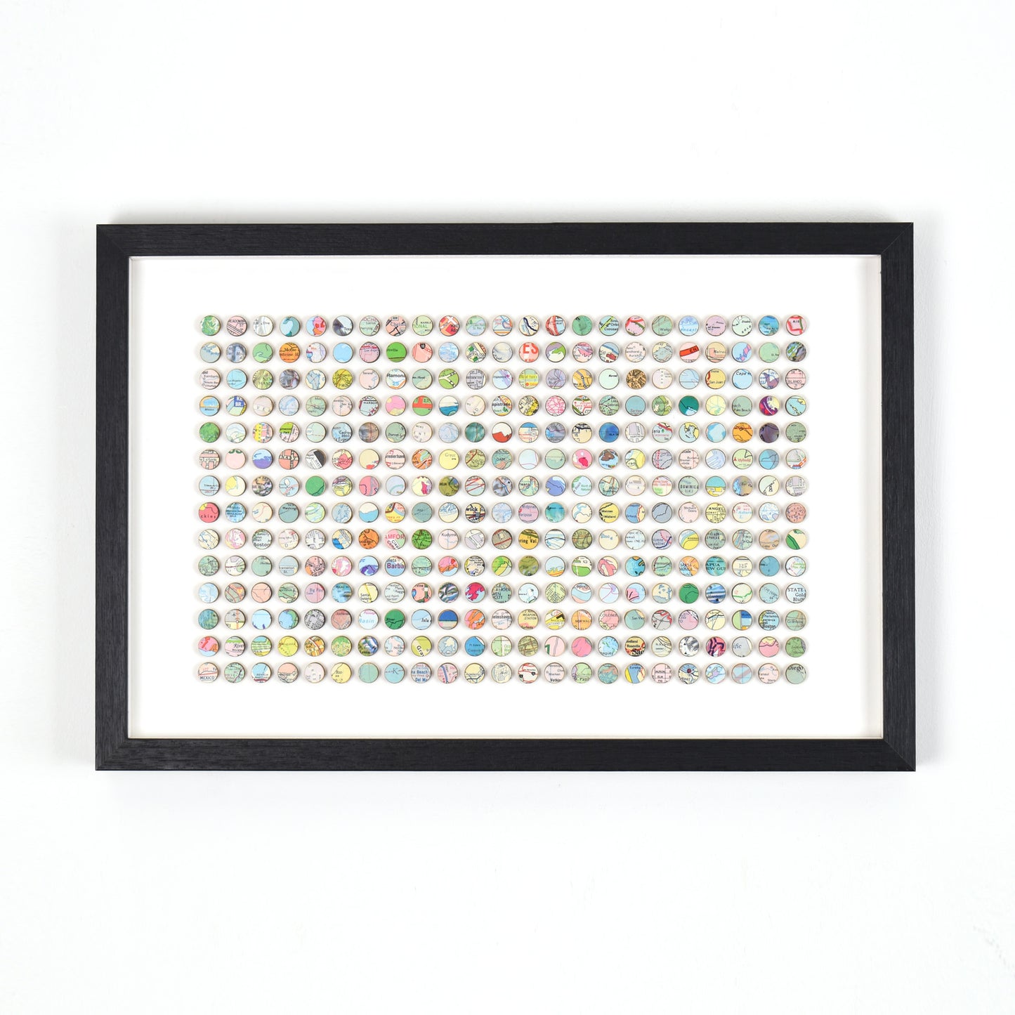 Three Hundred and Twenty Two World Map Dots Collage, Pastel