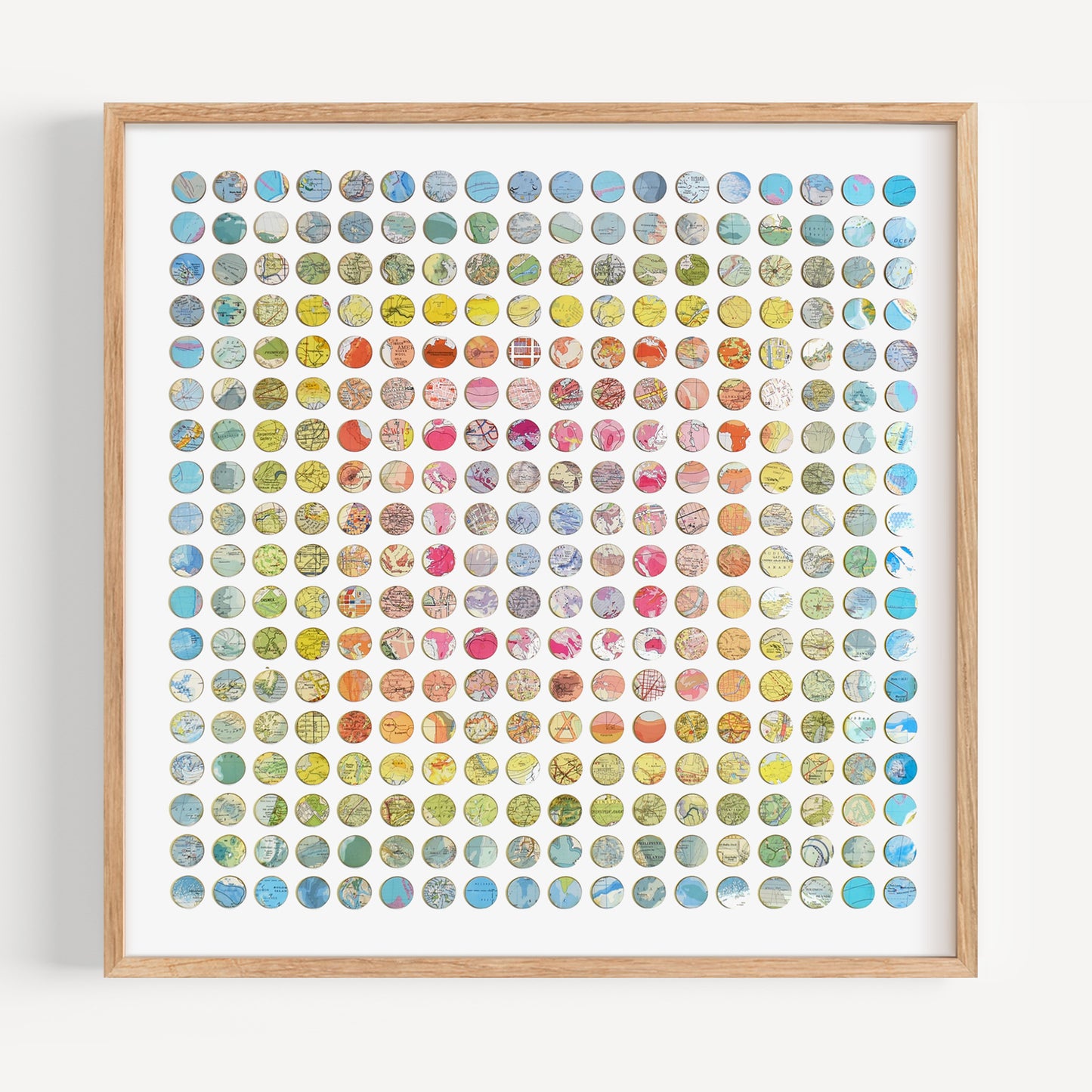 Three Hundred and Twenty Four World Map Dots Concentric Squares Rainbow