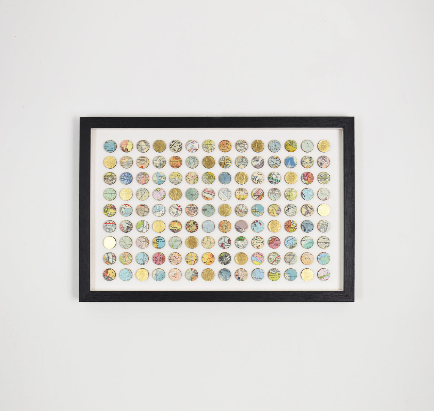 One Hundred and Twenty Six World Map Dots Collage with Gold