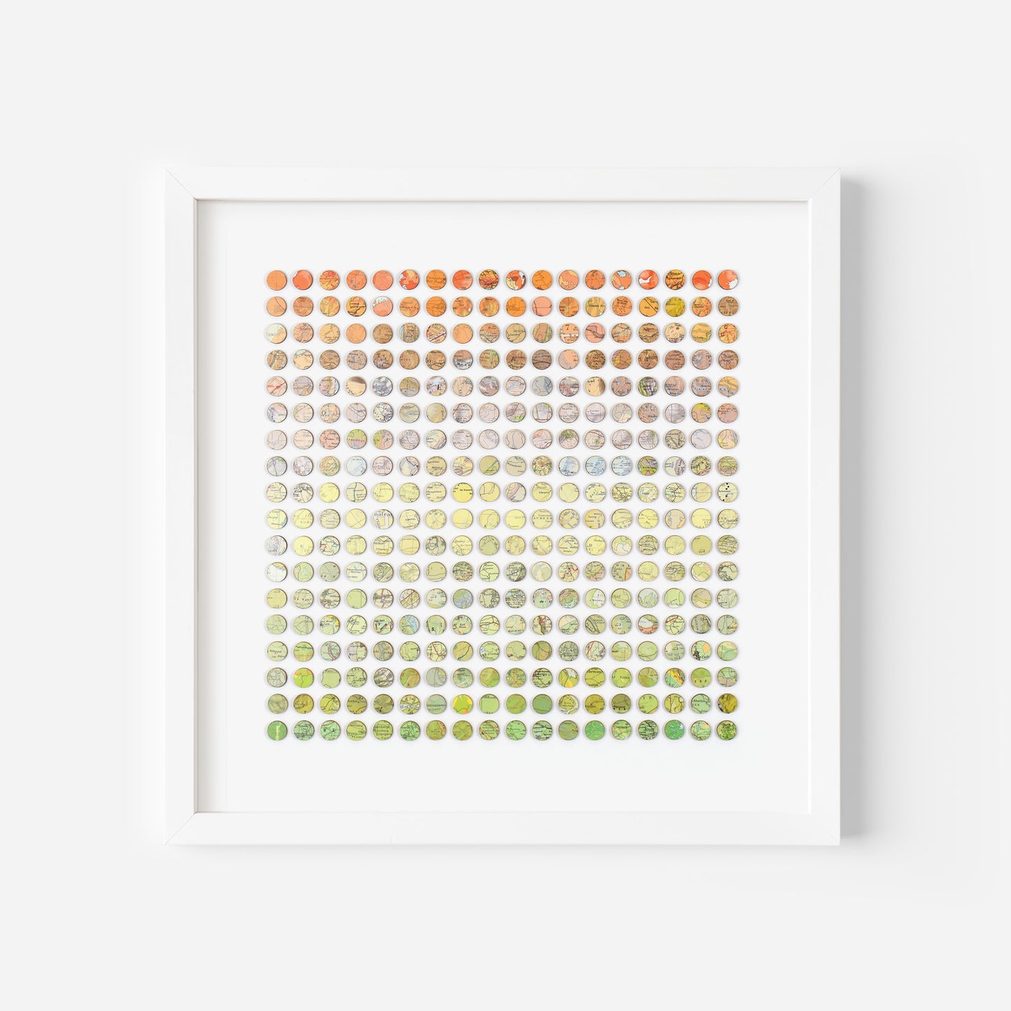 Three Hundred and Twenty Four Green to Orange Map Dots Collage