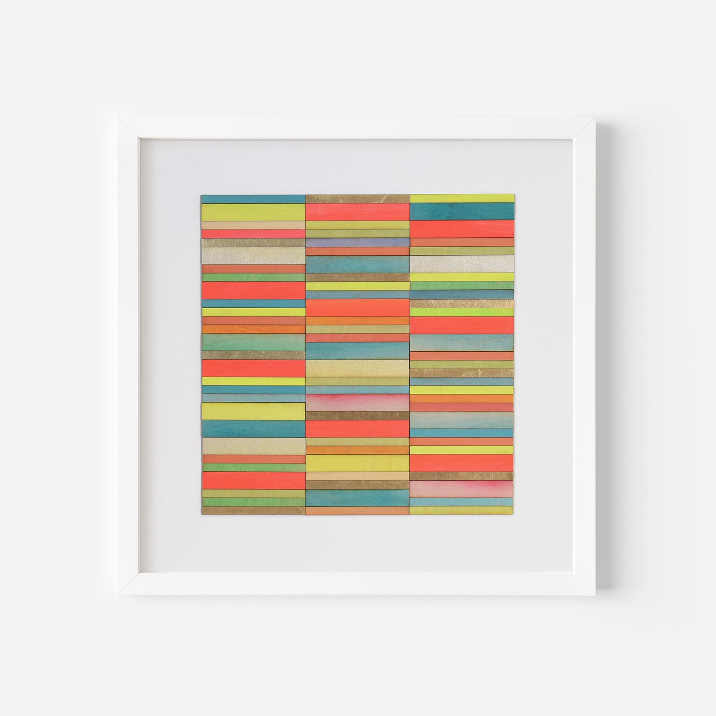 Orange and Lime Stripe Colour Study Painting with Gold