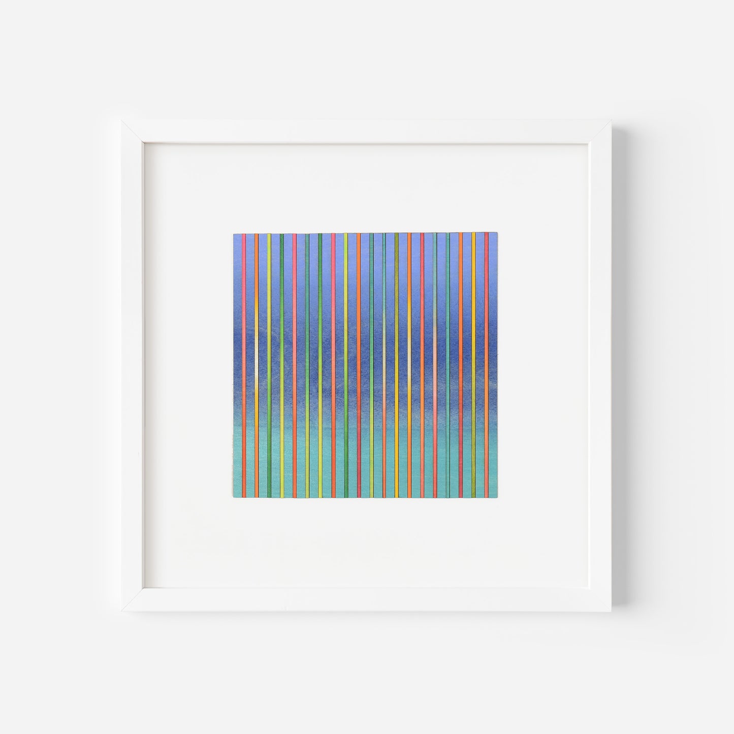 Narrow Stripe Colour Study Painting Aqua and Blue