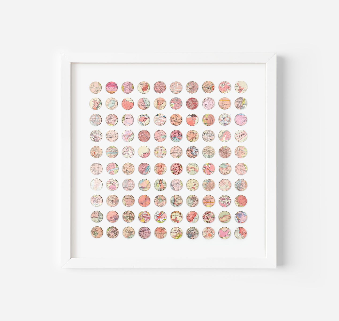 One Hundred Pink Map Dots Collage