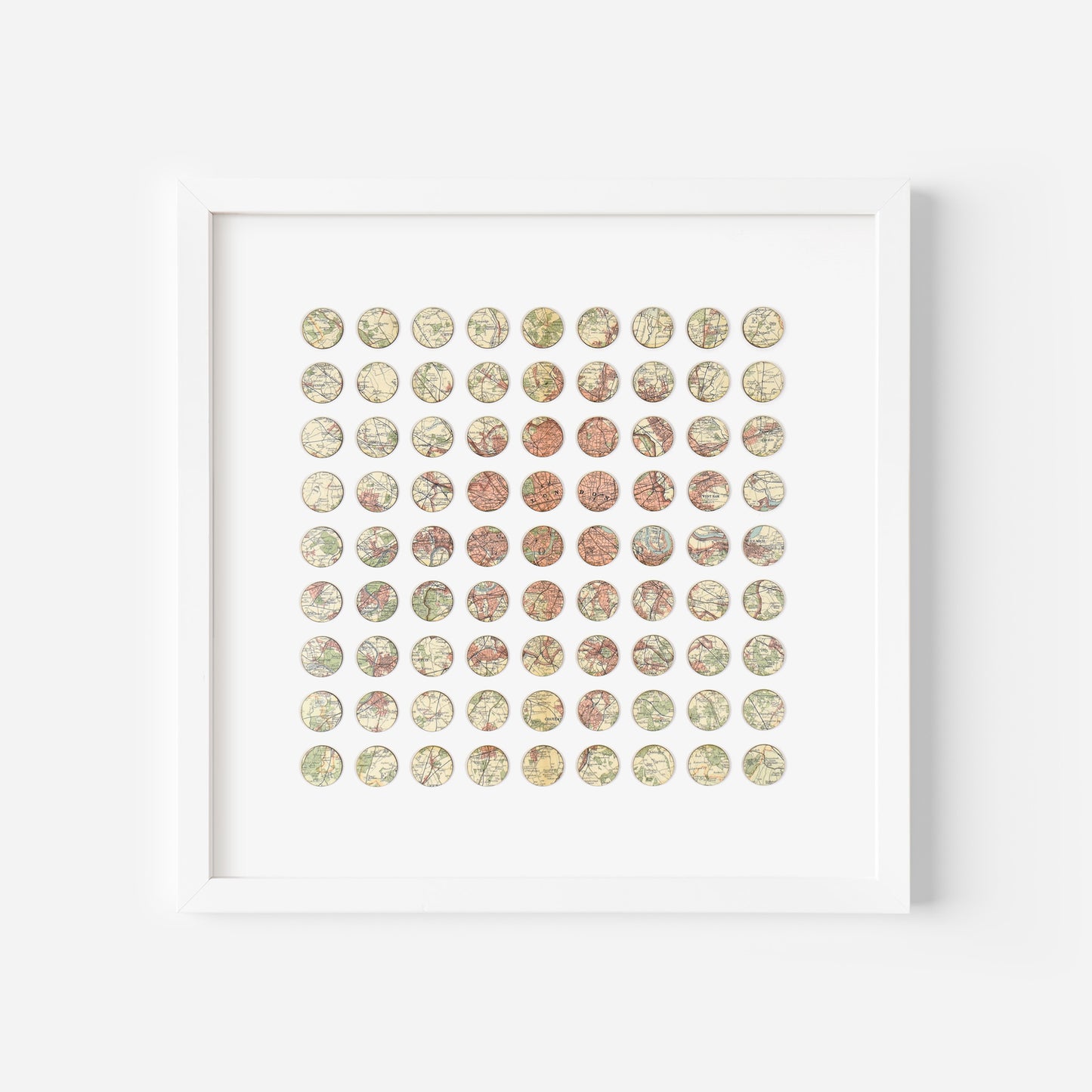 Eighty One Continuous London Map Dots Collage, Pink