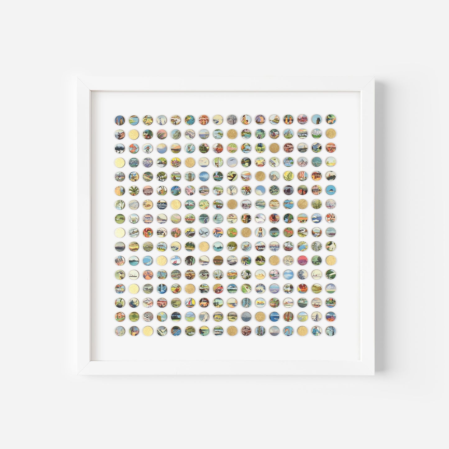 Two Hundred and Fifty Six Encyclopedia Dots Collage with Gold Leaf