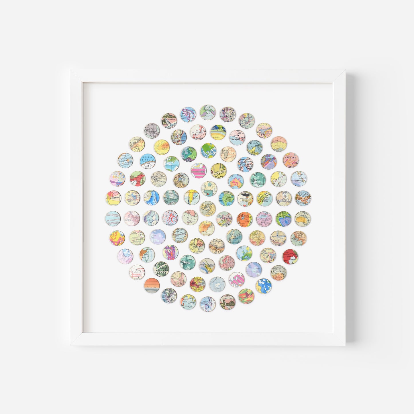 Vintage World Map Dots Collage, Circle
