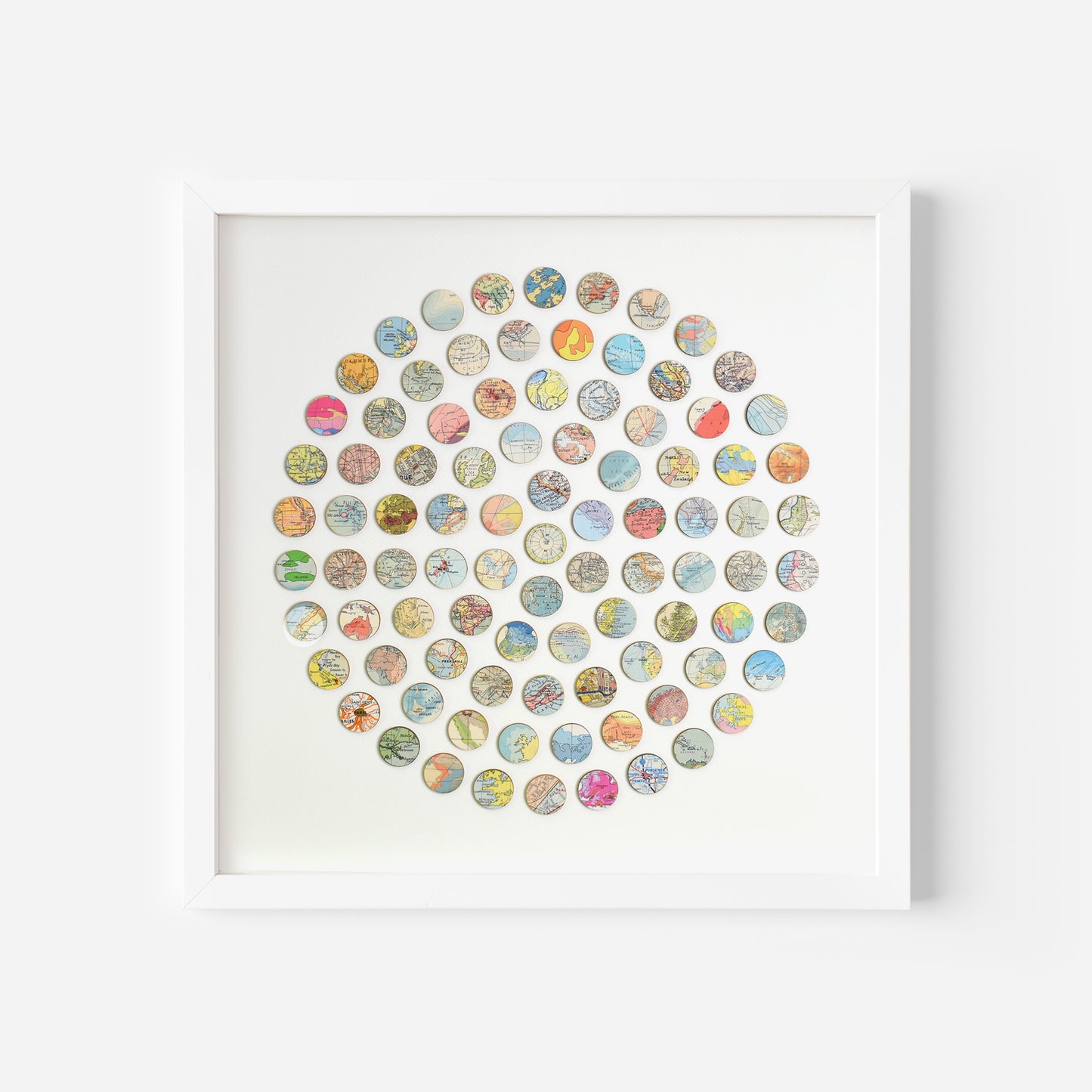 Vintage World Map Dots Collage, Circle #2