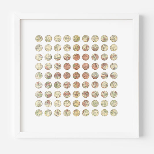 Eighty One Continuous London Map Dots Collage, Pink