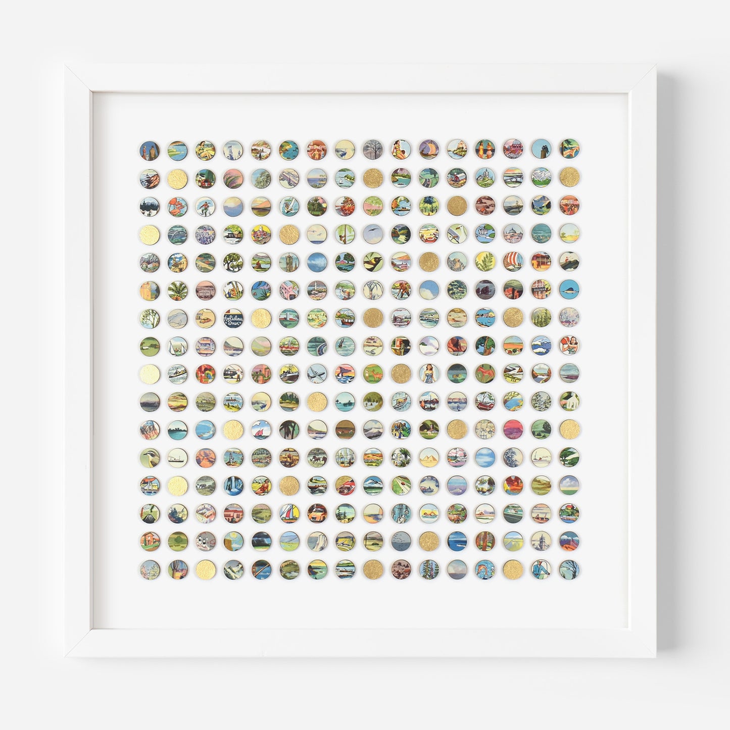Two Hundred and Fifty Six Encyclopedia Dots Collage with Gold Leaf