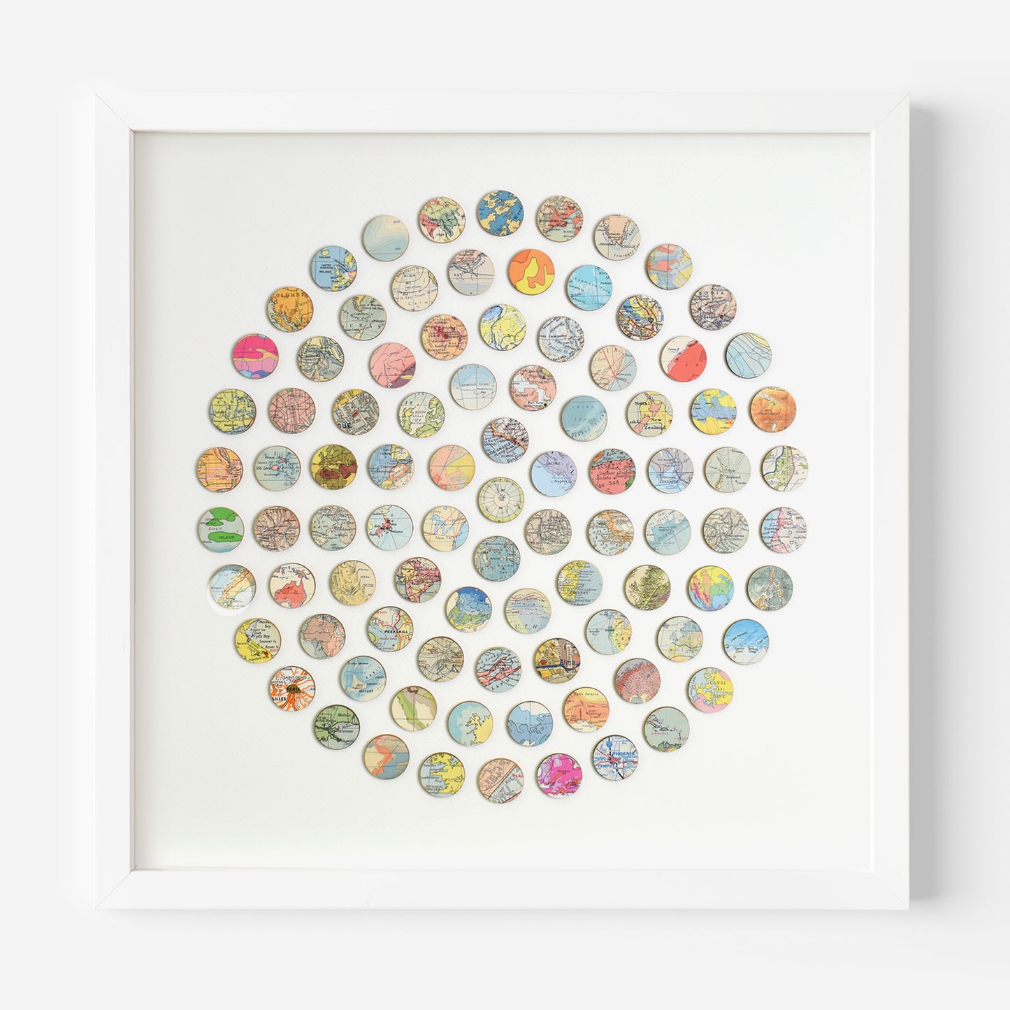 Vintage World Map Dots Collage, Circle #2