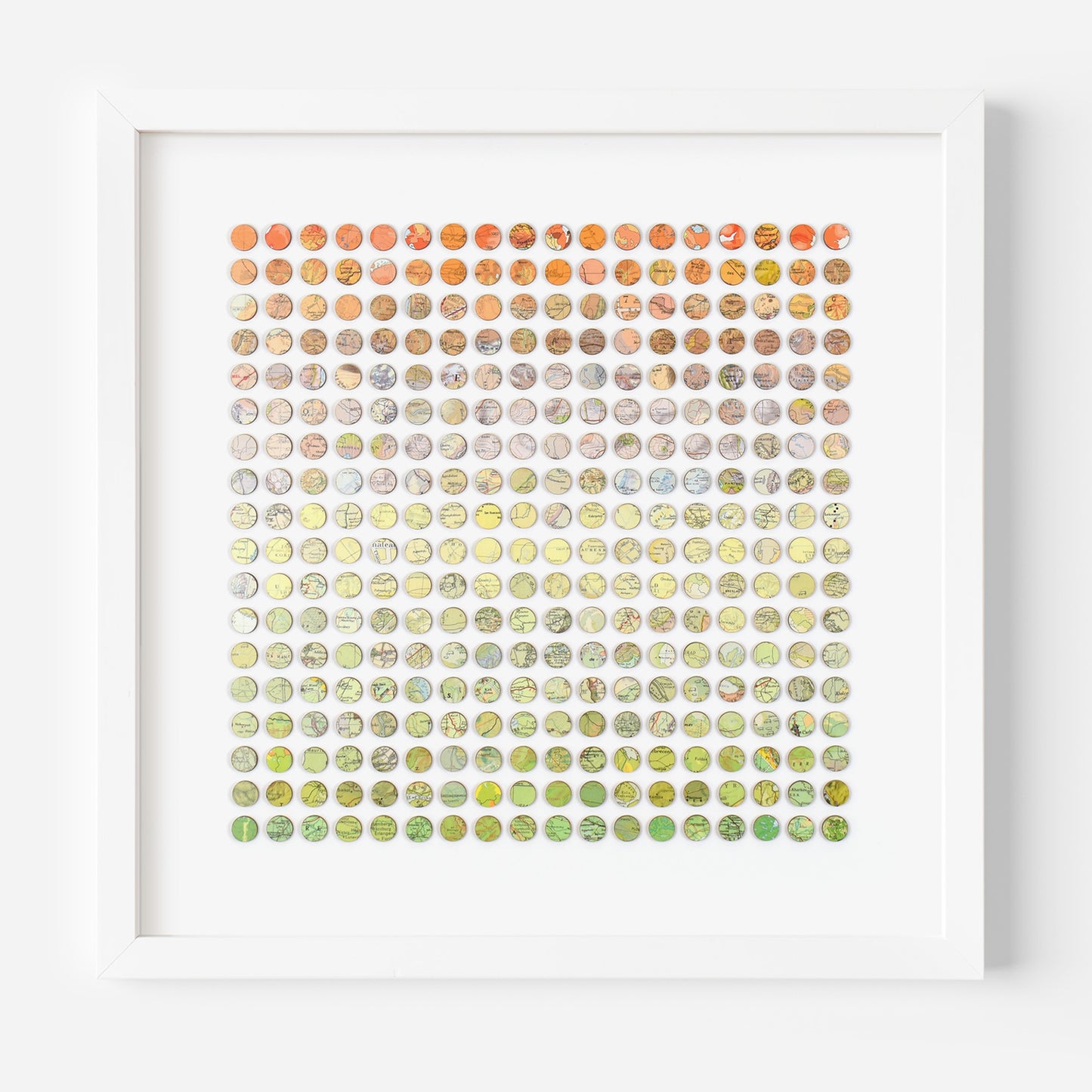 Three Hundred and Twenty Four Green to Orange Map Dots Collage