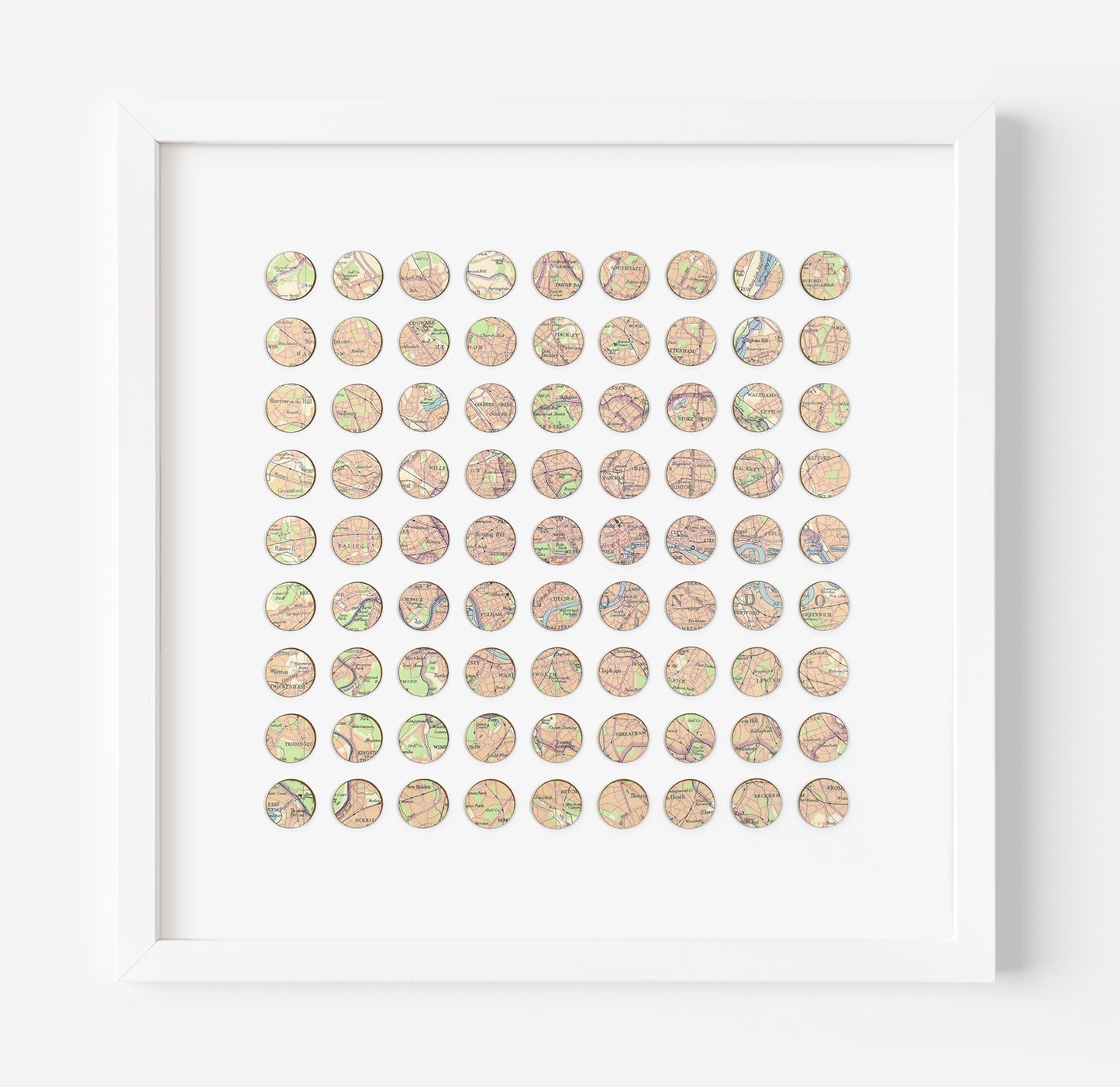 Eighty One Pink London Map Dots Collage