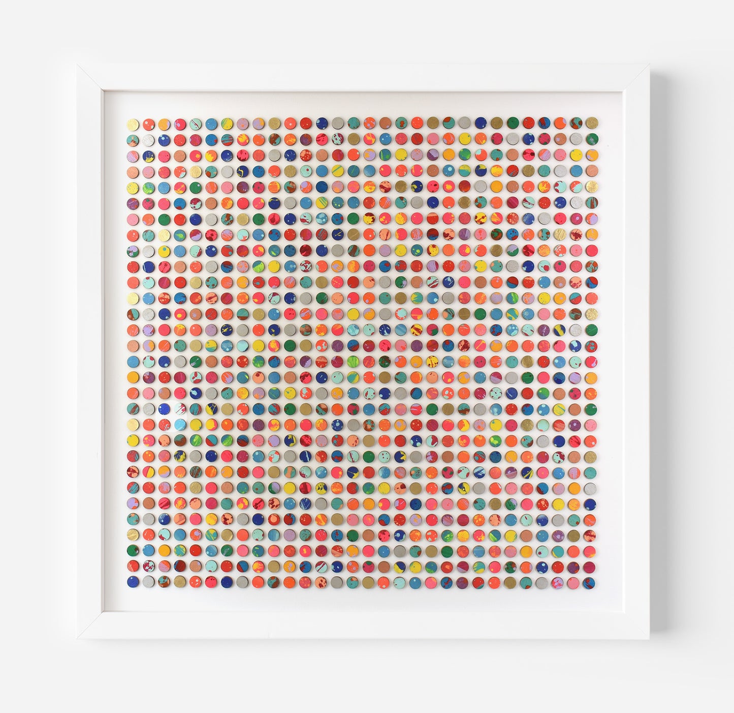 Nine Hundred Splash Dots Painting With Gold Leaf