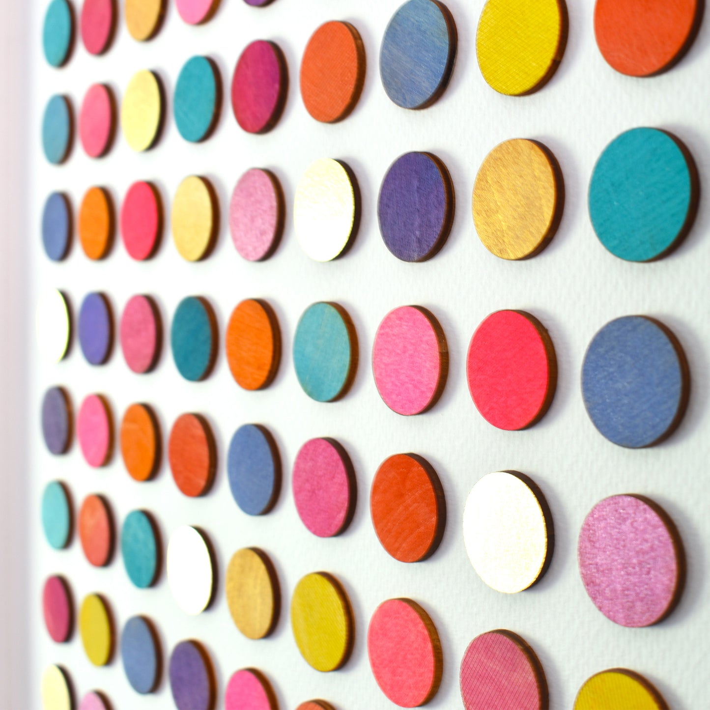 One Hundred Painted Dots Collage with Gold