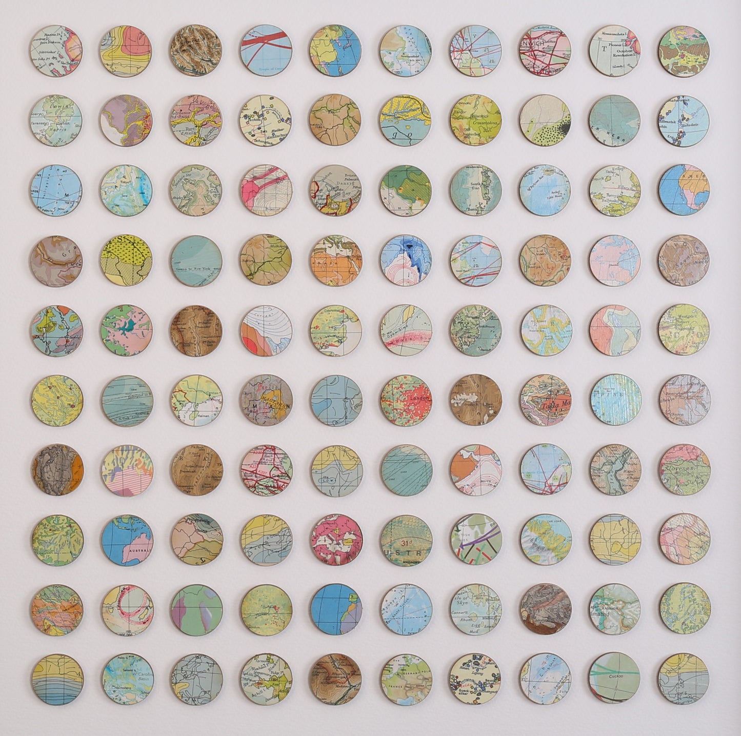 One Hundred Map Dots Collage