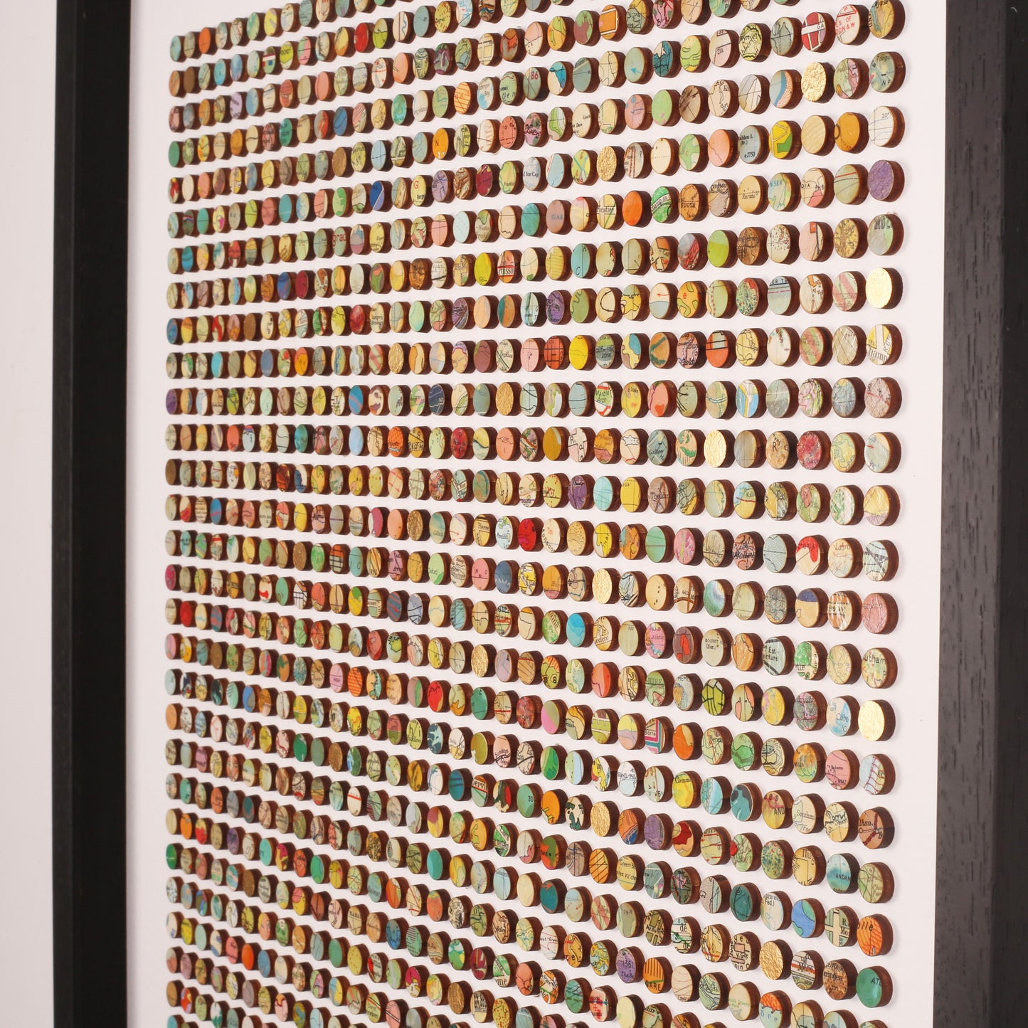 One Thousand And Twenty Four Map Dots Collage With Gold Leaf