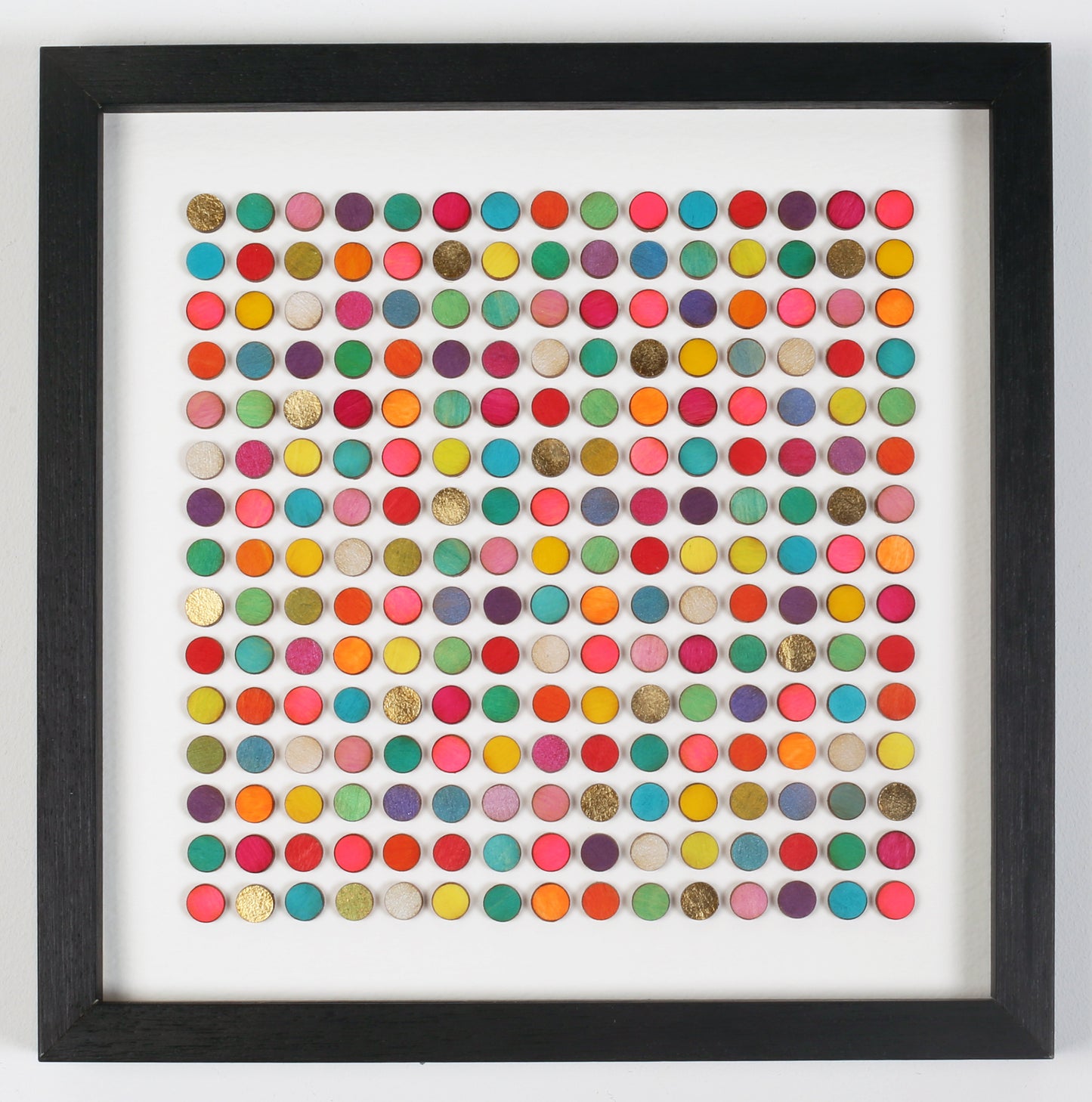 Two Hundred And Twenty Five Dots Painting With Gold Leaf