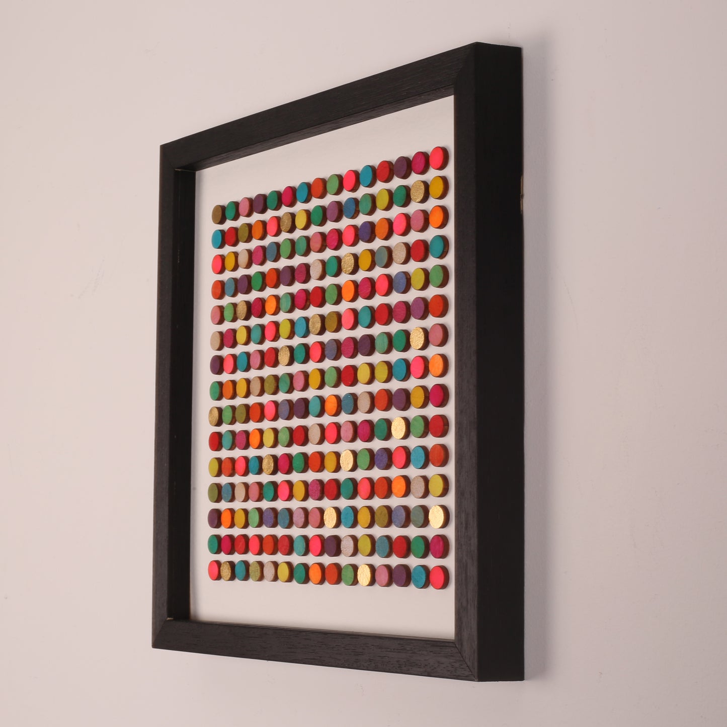 Two Hundred And Twenty Five Dots Painting With Gold Leaf